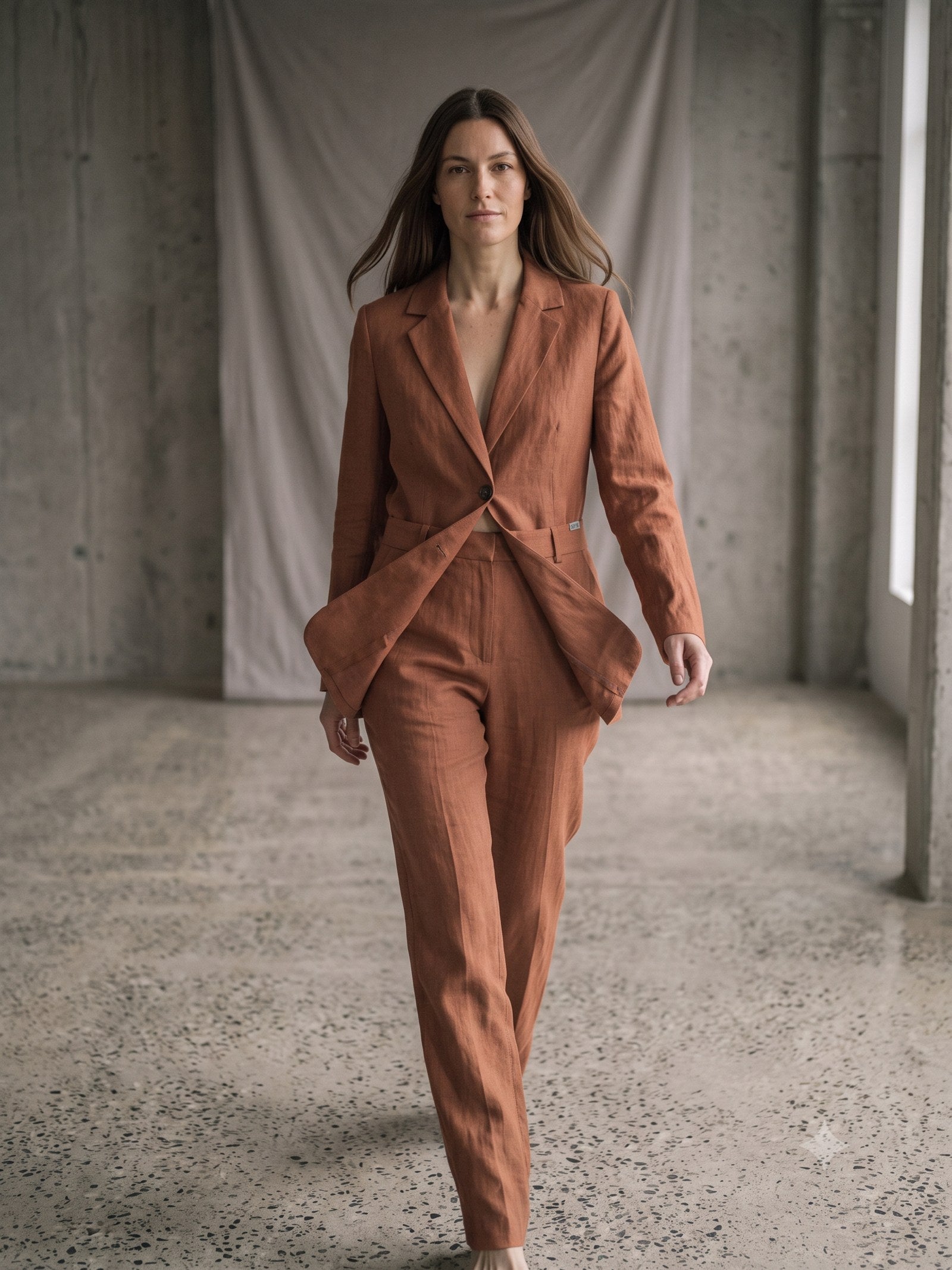 Awning Boyfriend Blazer in Clay, front