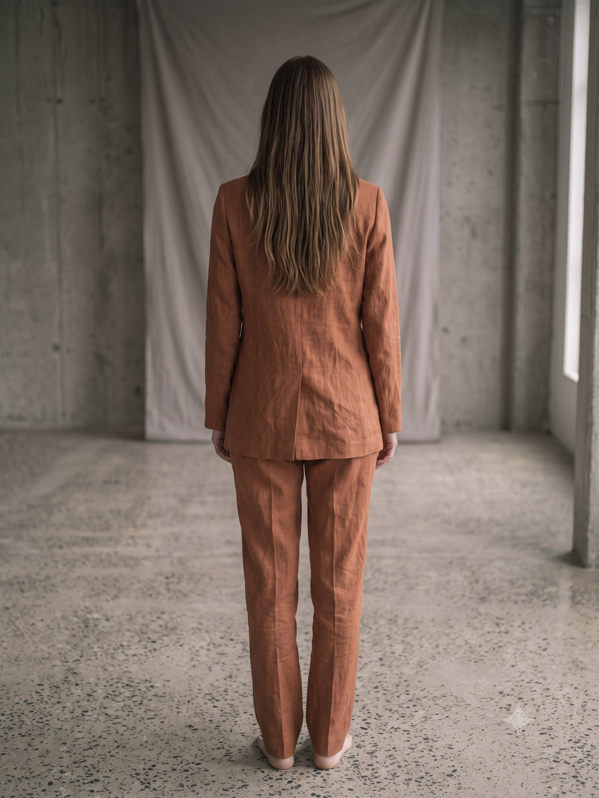 Awning Boyfriend Blazer in Clay, back