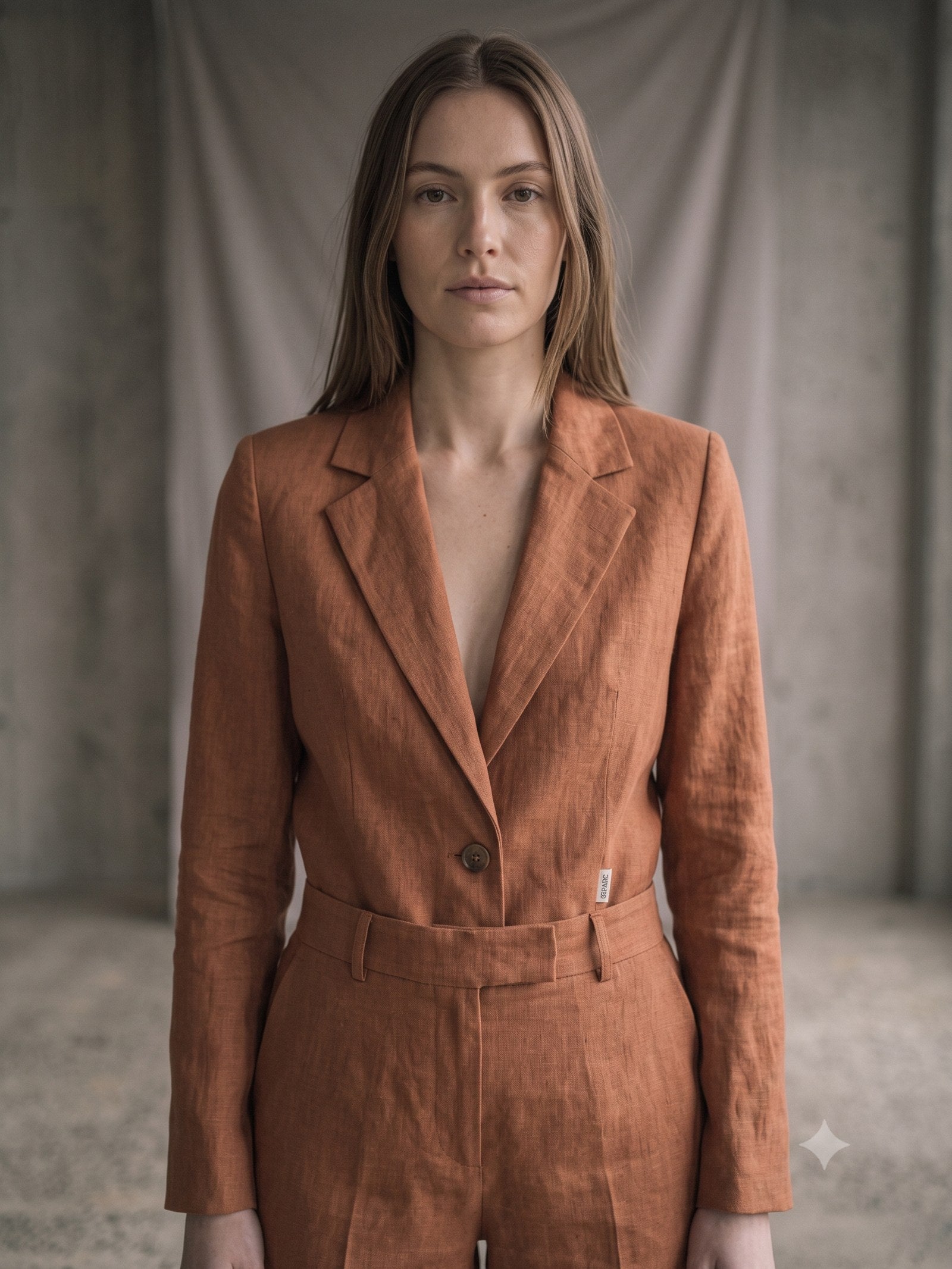 Awning Boyfriend Blazer in Clay, detail