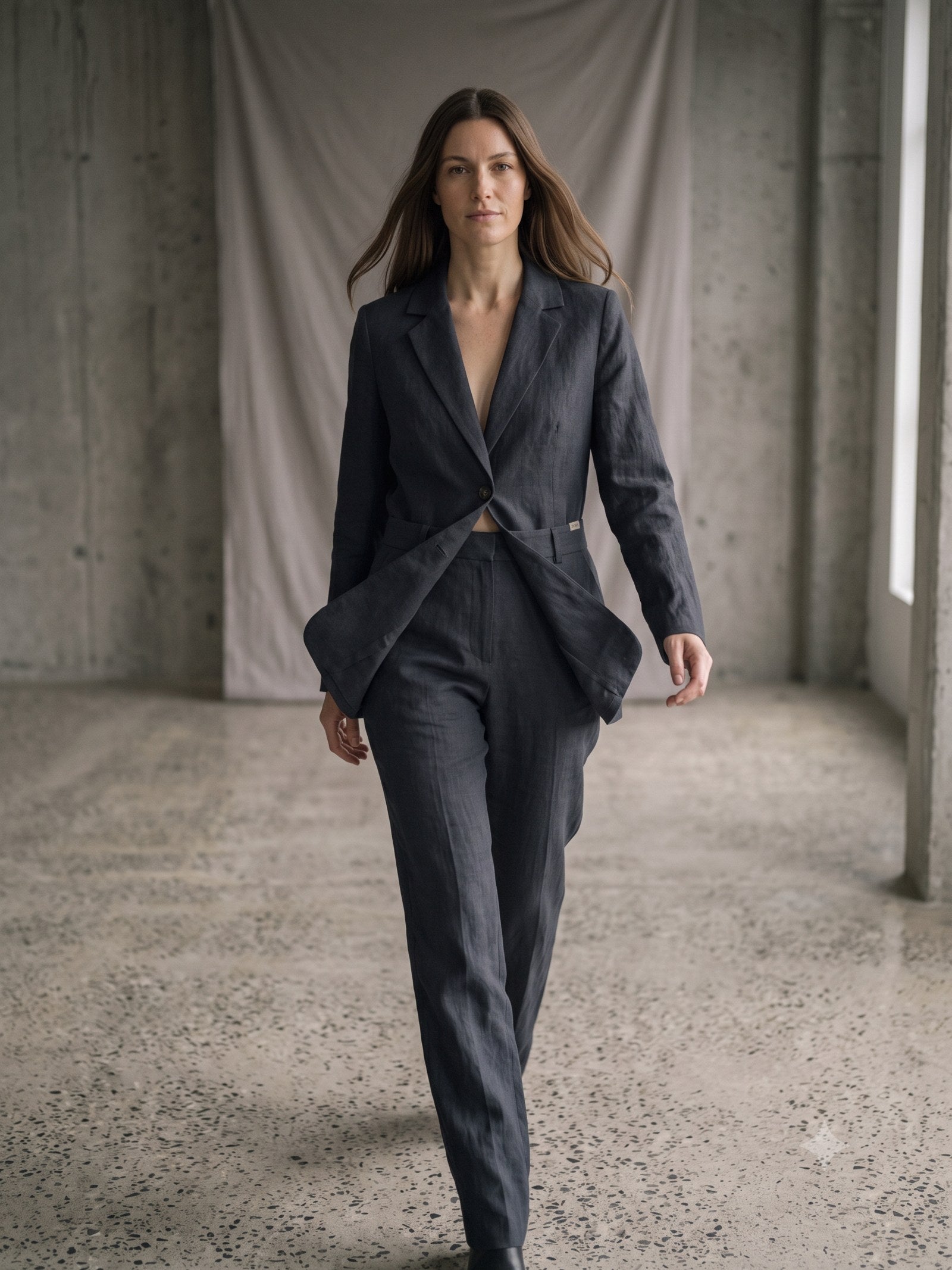 Awning Boyfriend Blazer in Ink, in motion