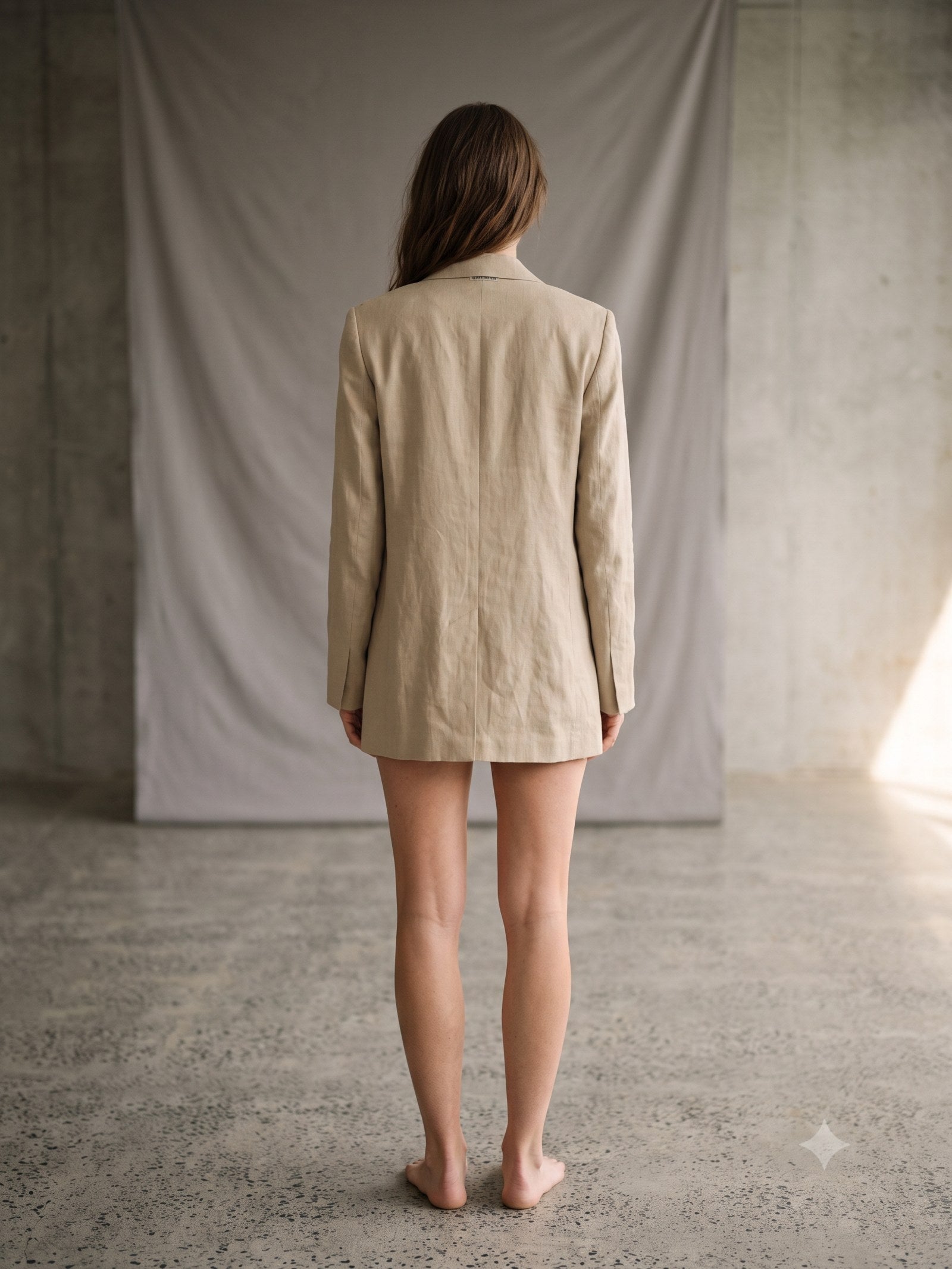 Awning Boyfriend Blazer in Oat, back