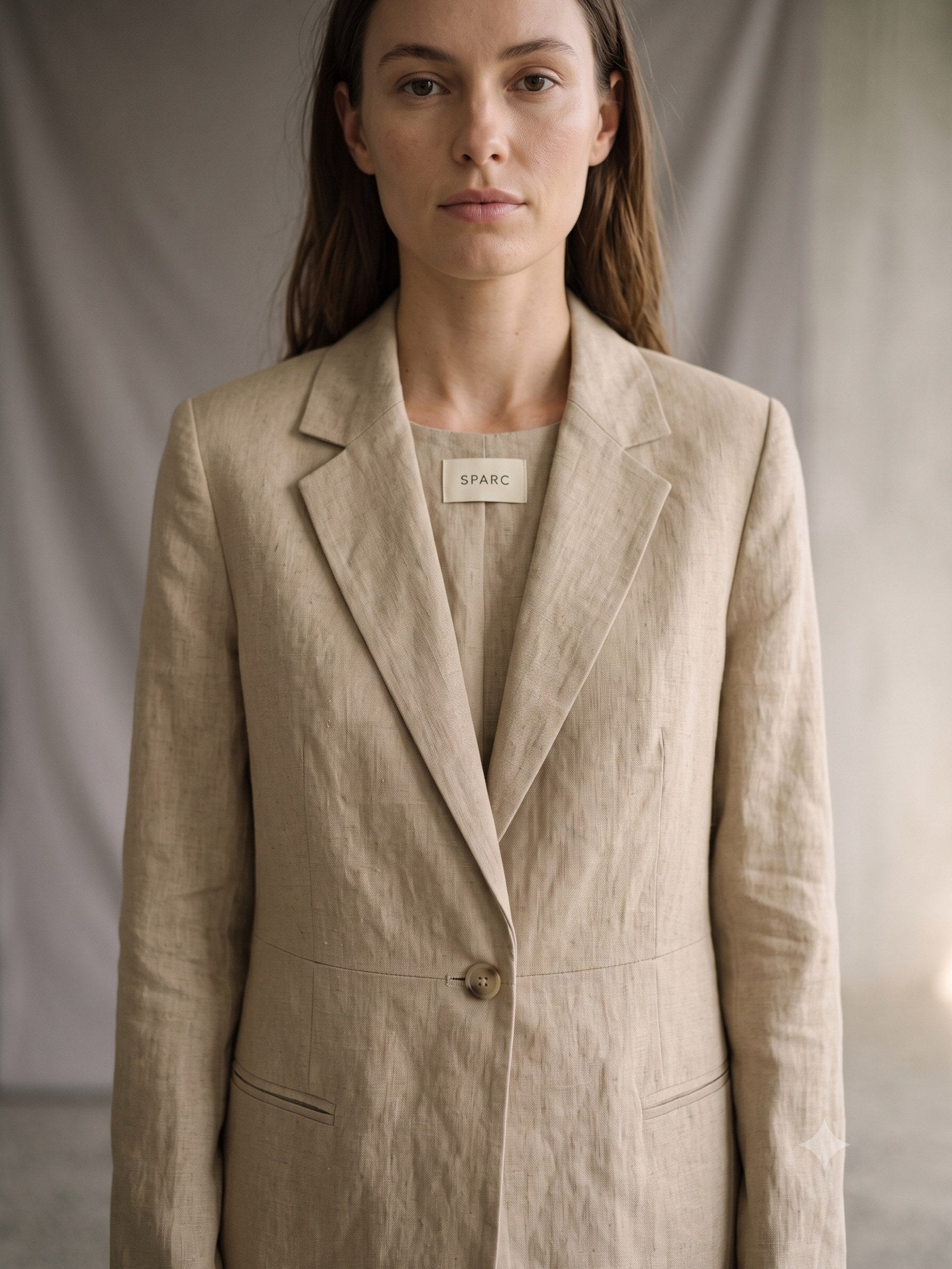 Awning Boyfriend Blazer in Oat, detail