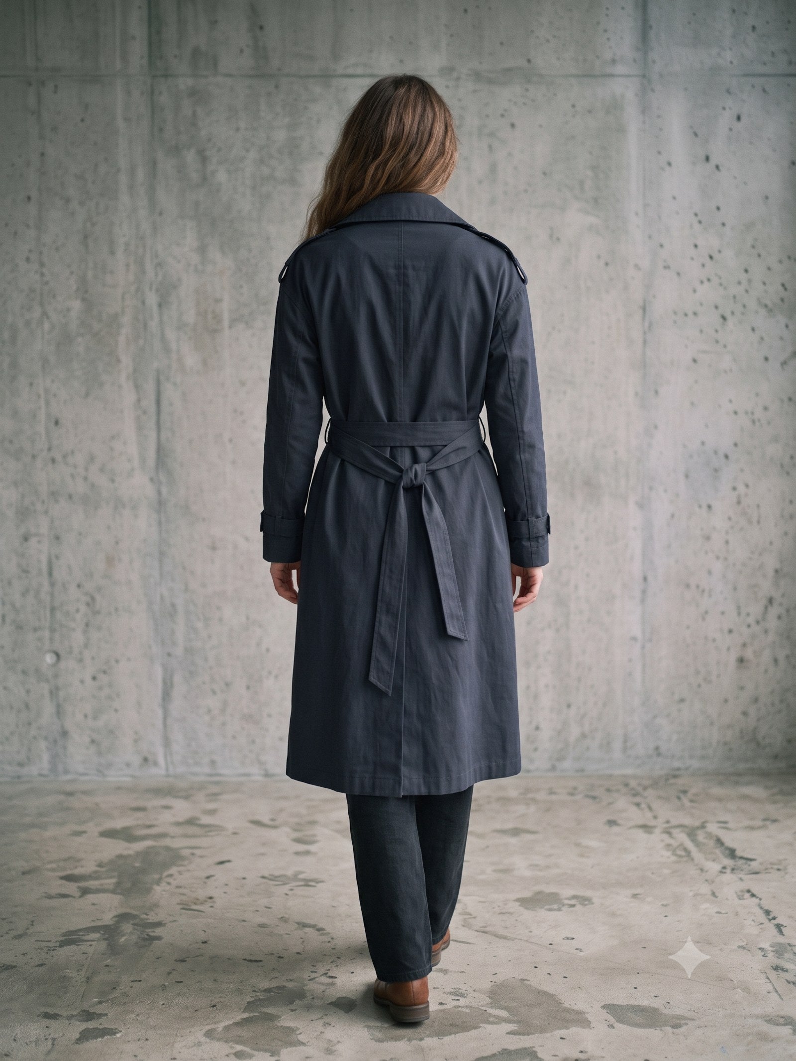 Axis Cotton Trench Coat in Ink, back