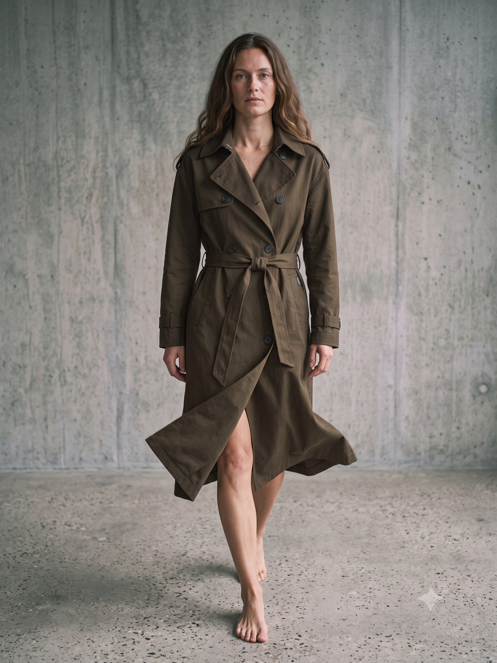 Axis Cotton Trench Coat in Olive, front