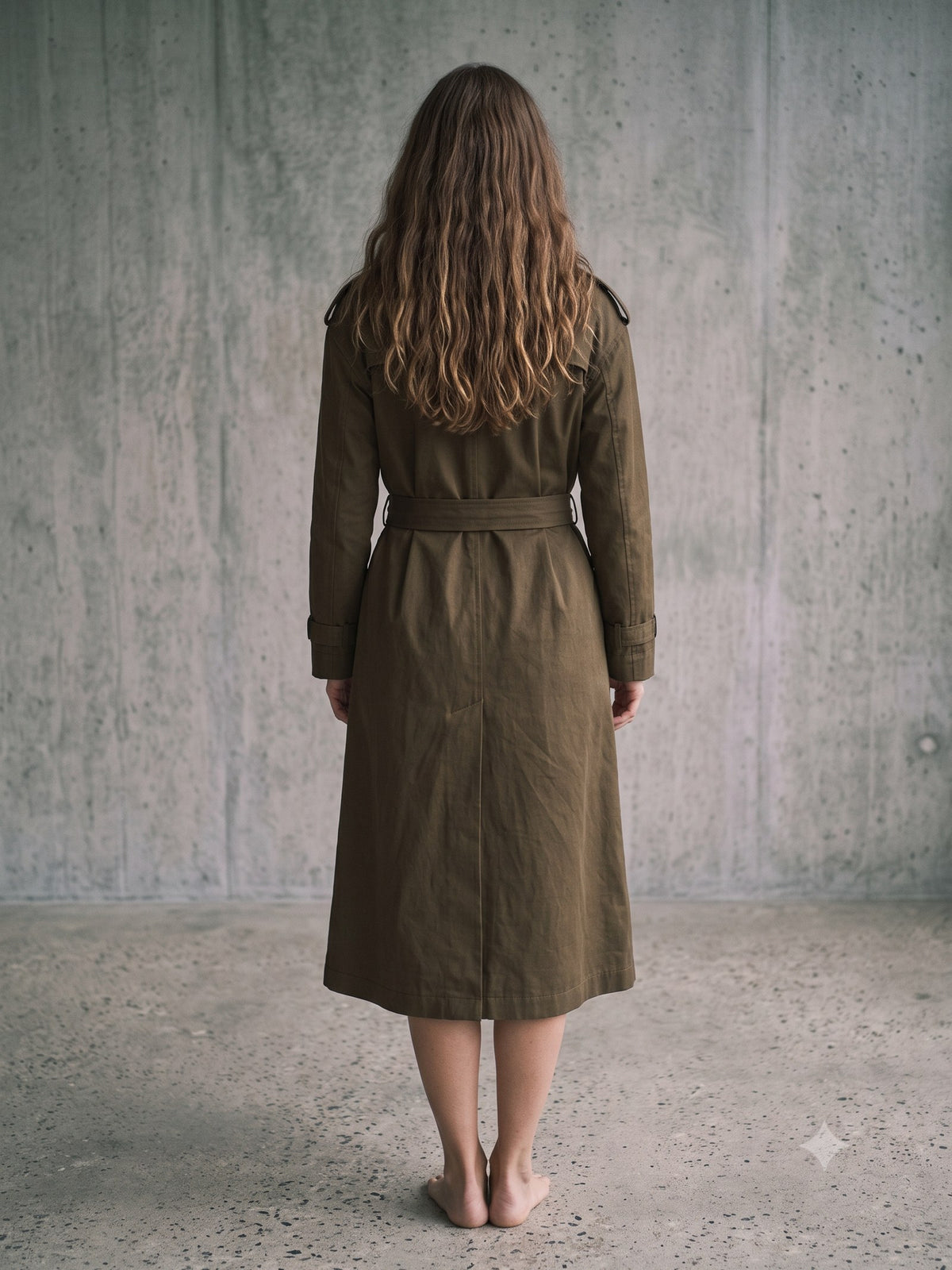 Axis Cotton Trench Coat in Olive, back