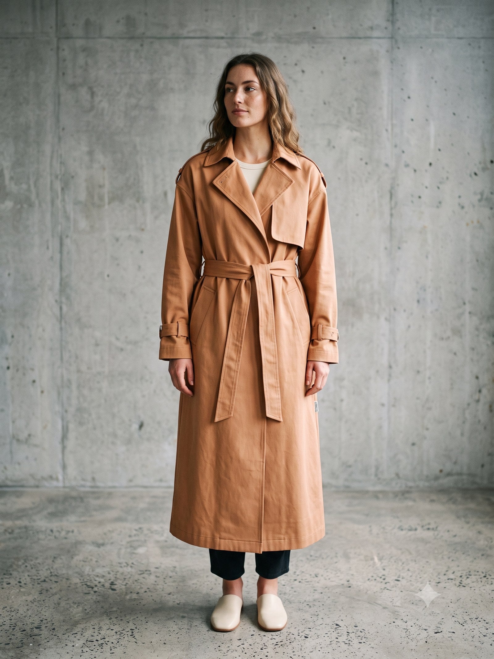 Axis Cotton Trench Coat in Stone, front