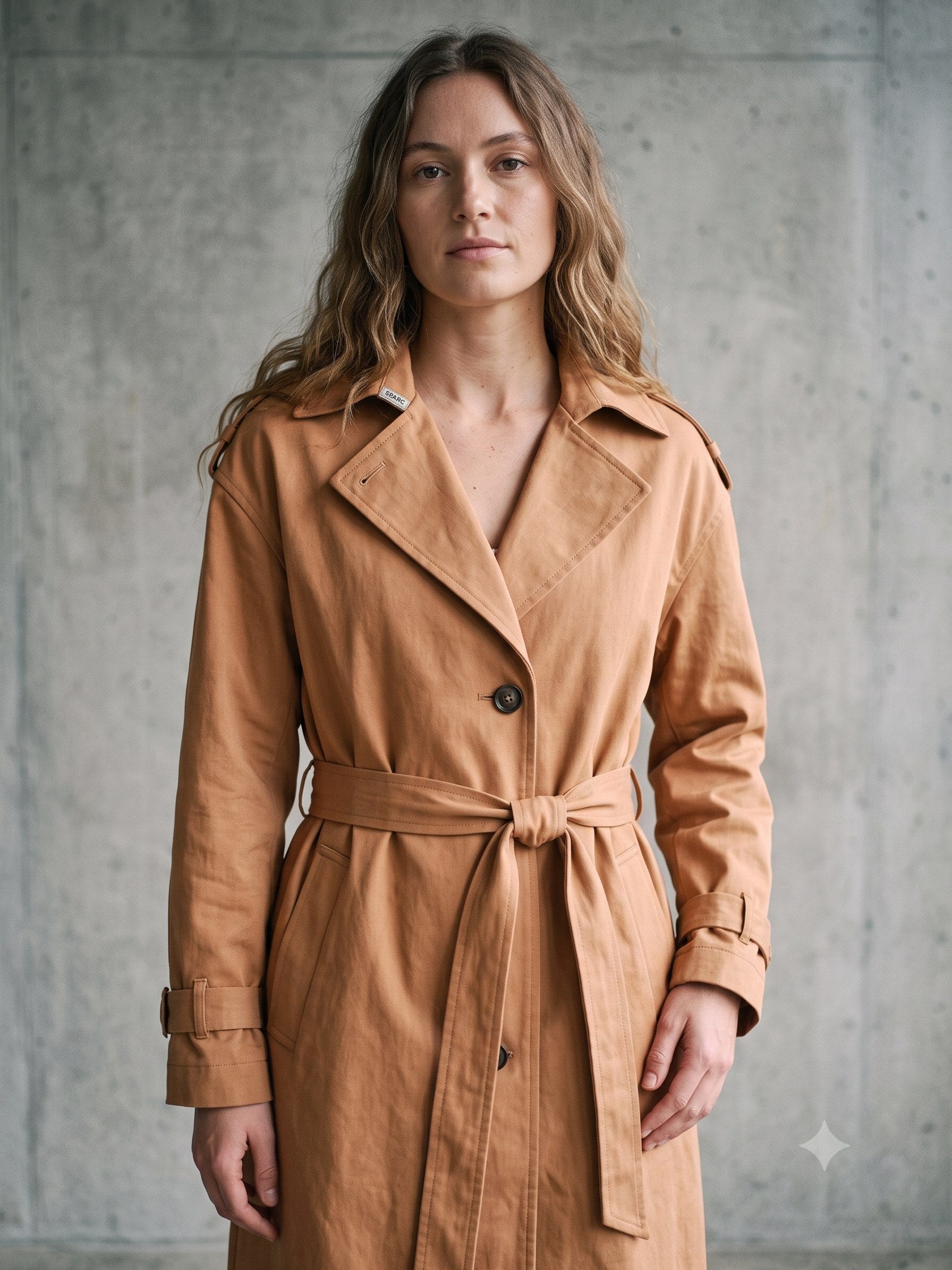 Axis Cotton Trench Coat in Stone, detail