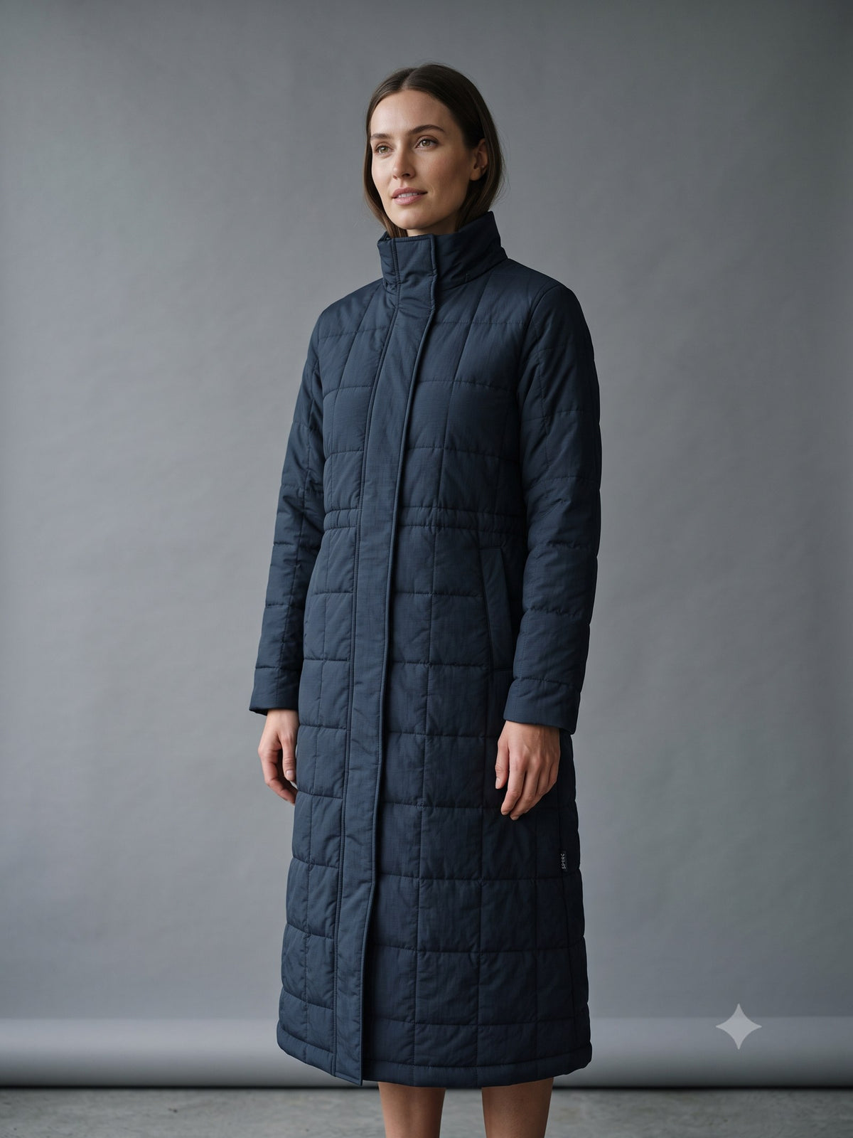 Ballast Quilted Shell Coat in Ink, front