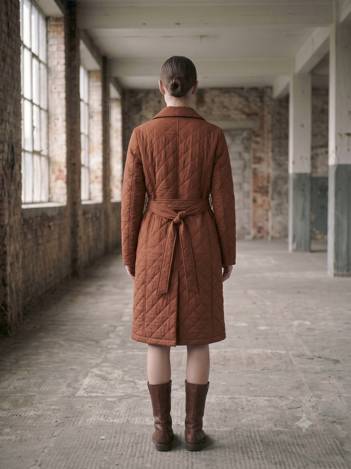 Ballast Quilted Shell Coat in Rust, back