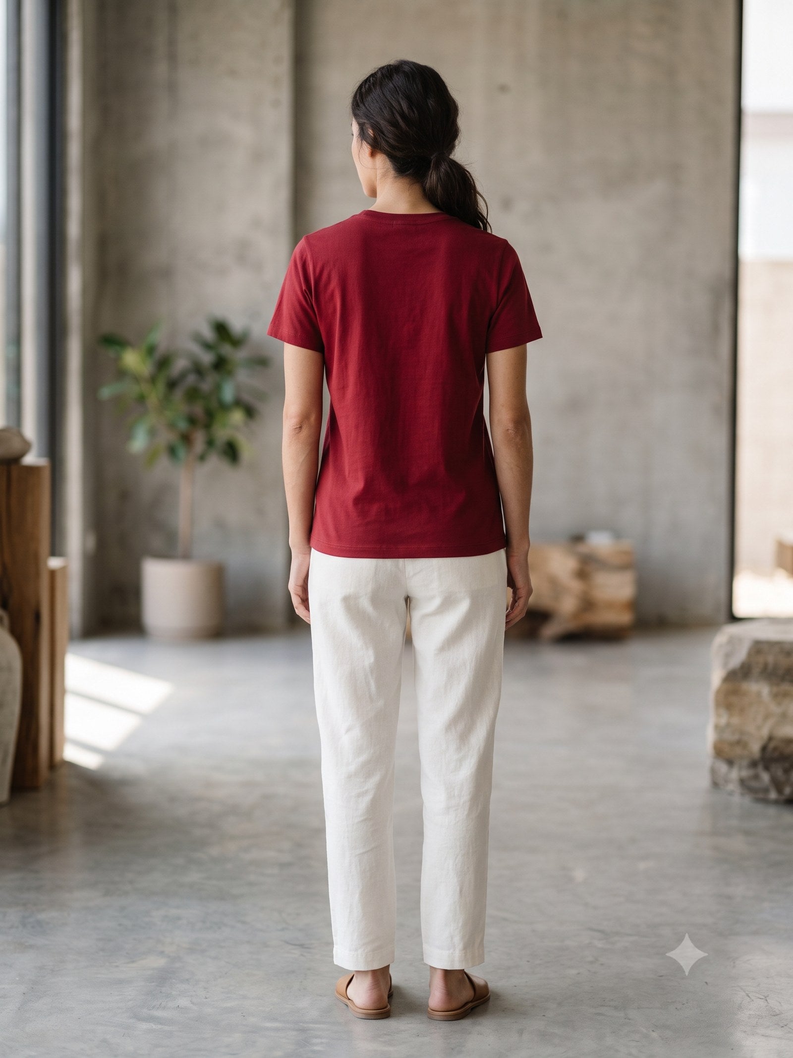 Base Organic Cotton Tee in Cherry Lacquer, back