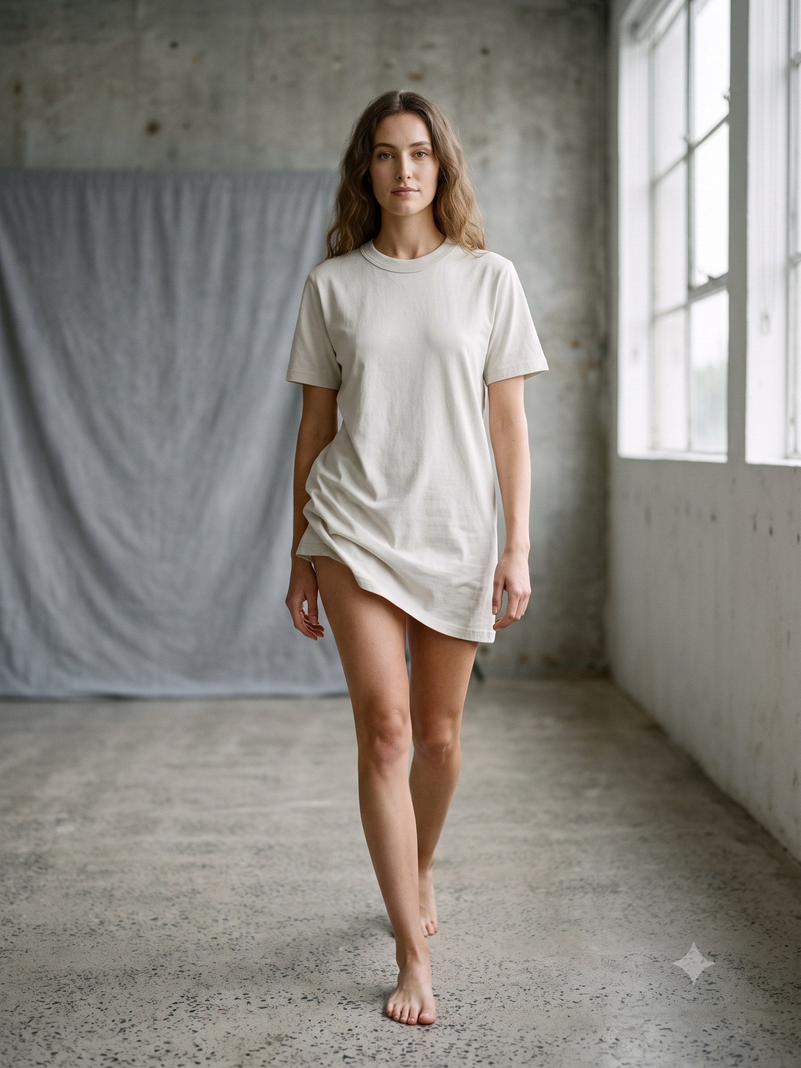 Base Organic Cotton Tee in Cloud, in motion