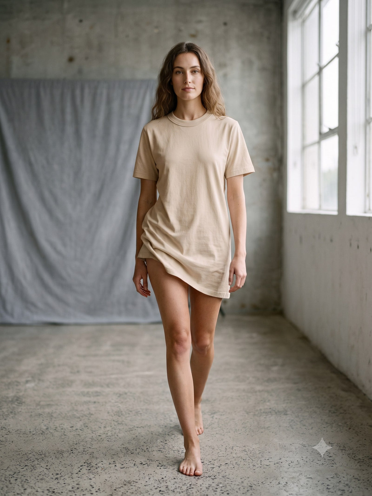 Base Organic Cotton Tee in Oat, front