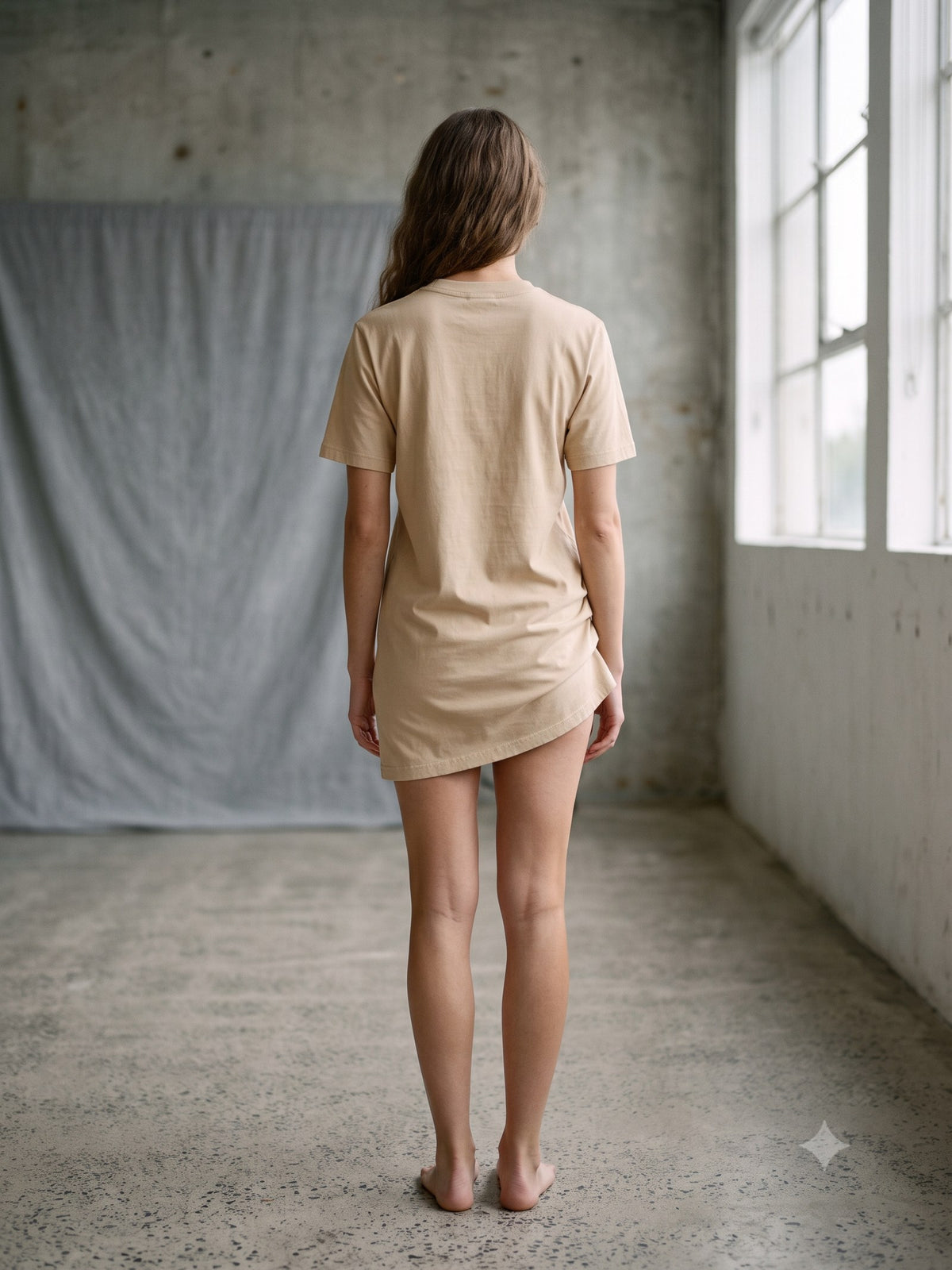 Base Organic Cotton Tee in Oat, back