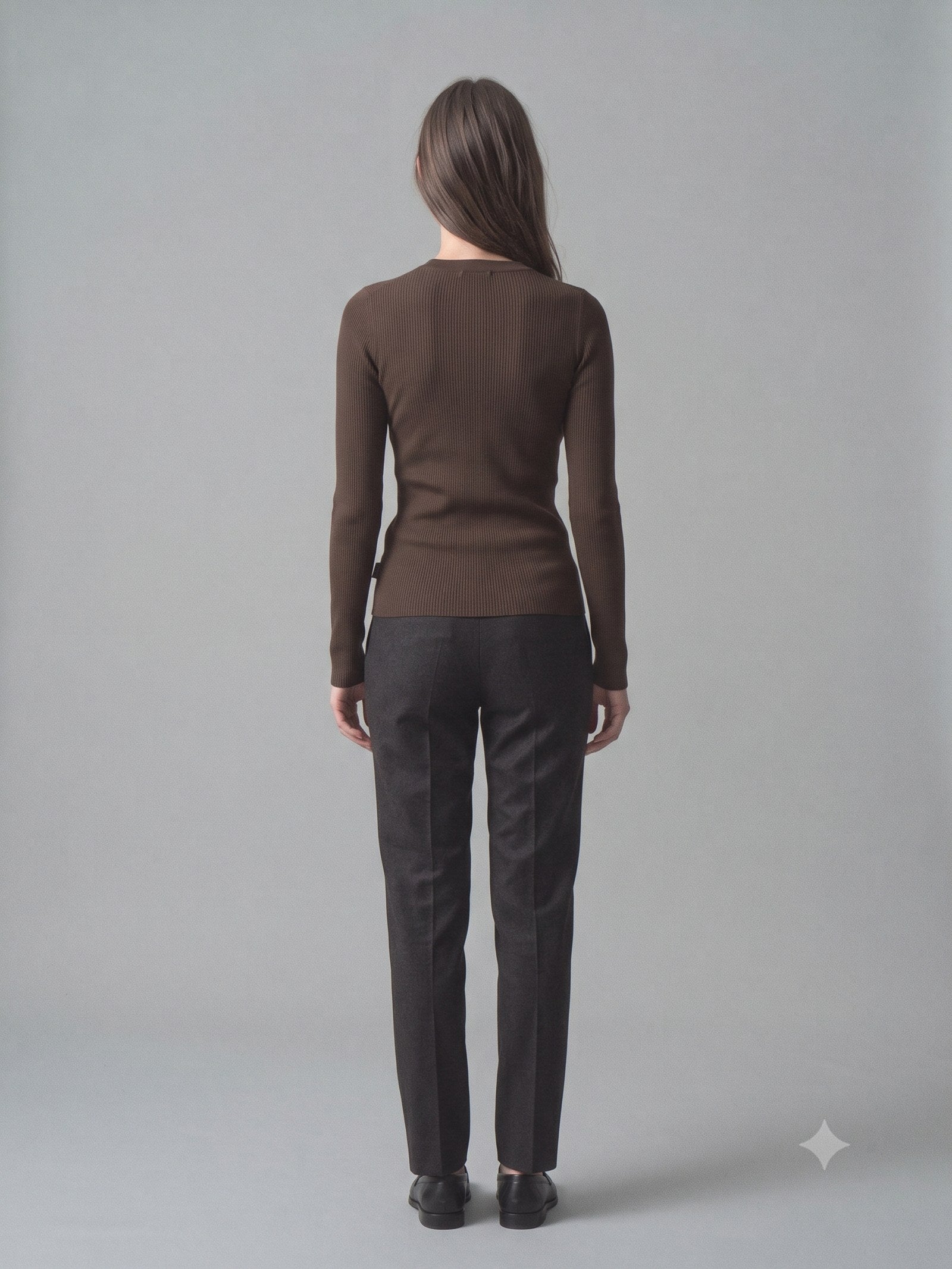 Batten Rib Long-Sleeve Tee in Espresso, back