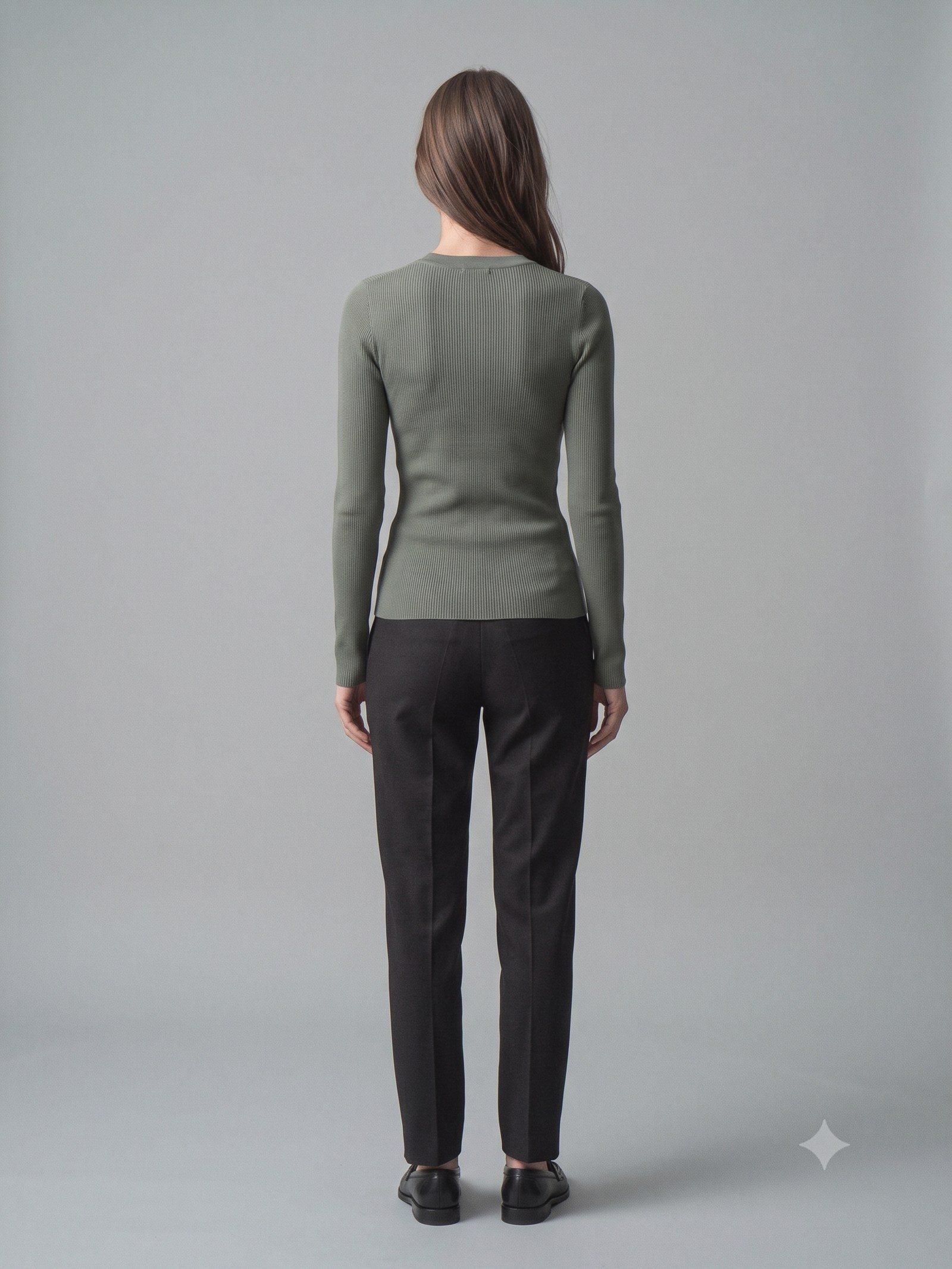 Batten Rib Long-Sleeve Tee in Eucalypt, back