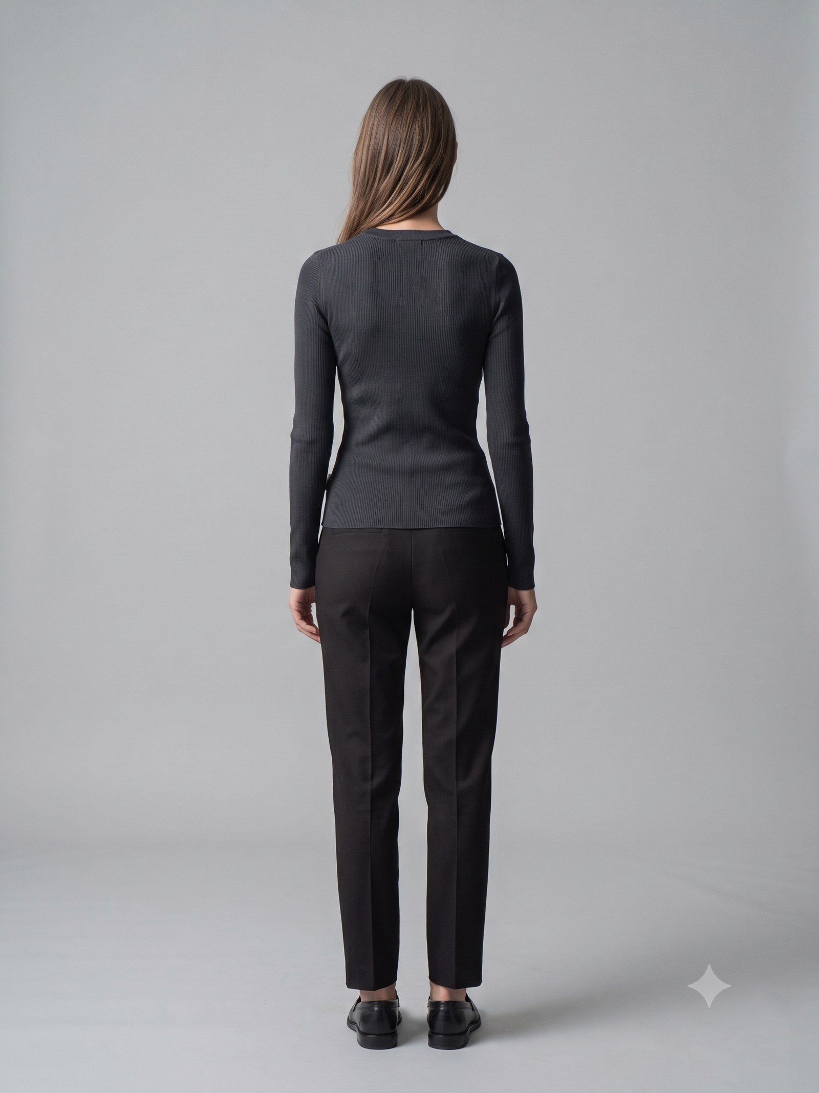 Batten Rib Long-Sleeve Tee in Ink, back