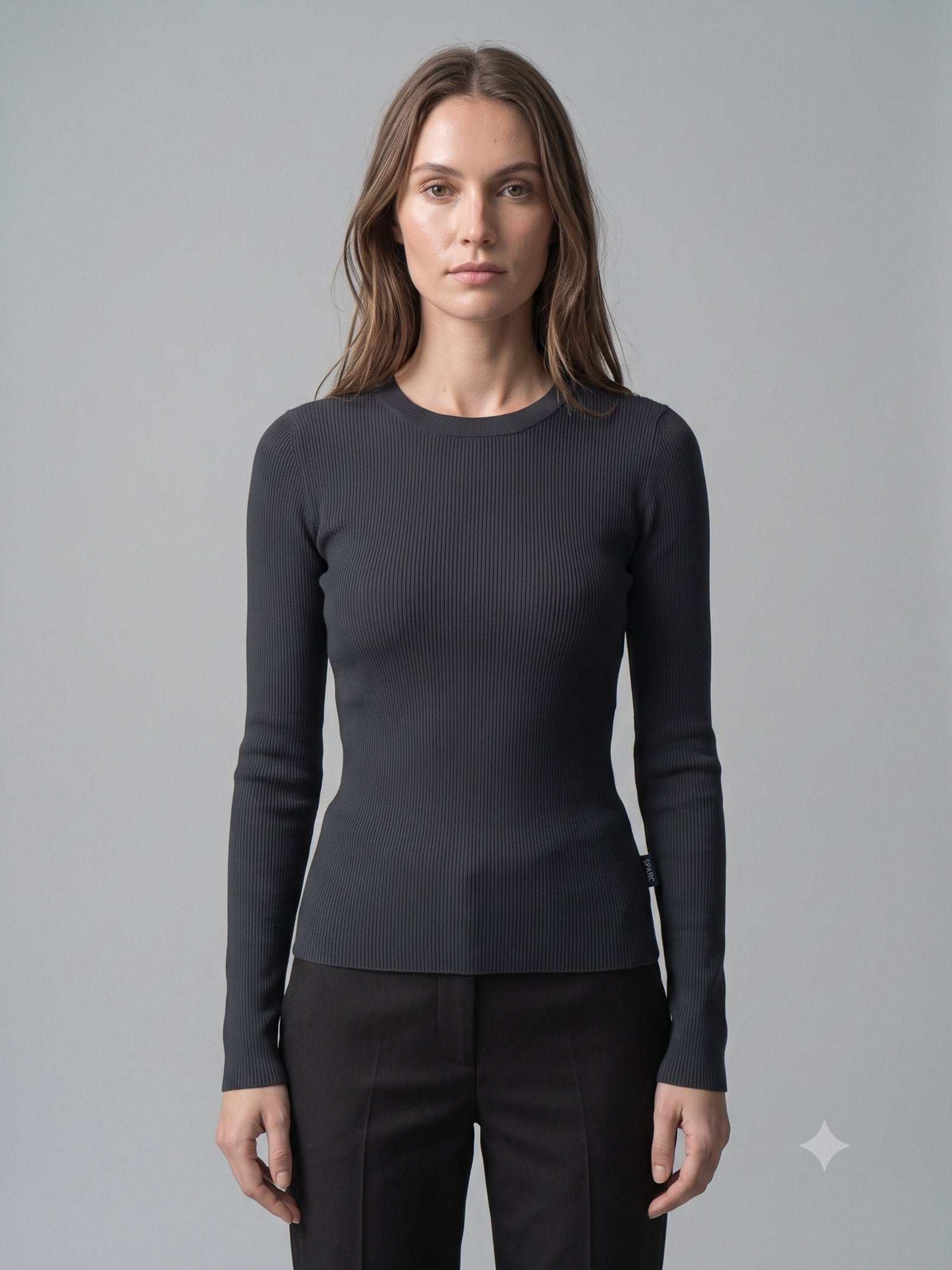Batten Rib Long-Sleeve Tee in Ink, detail