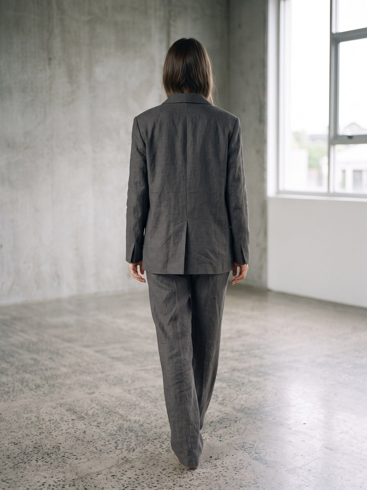 Beam Oversized Wool Blazer in Charcoal, back