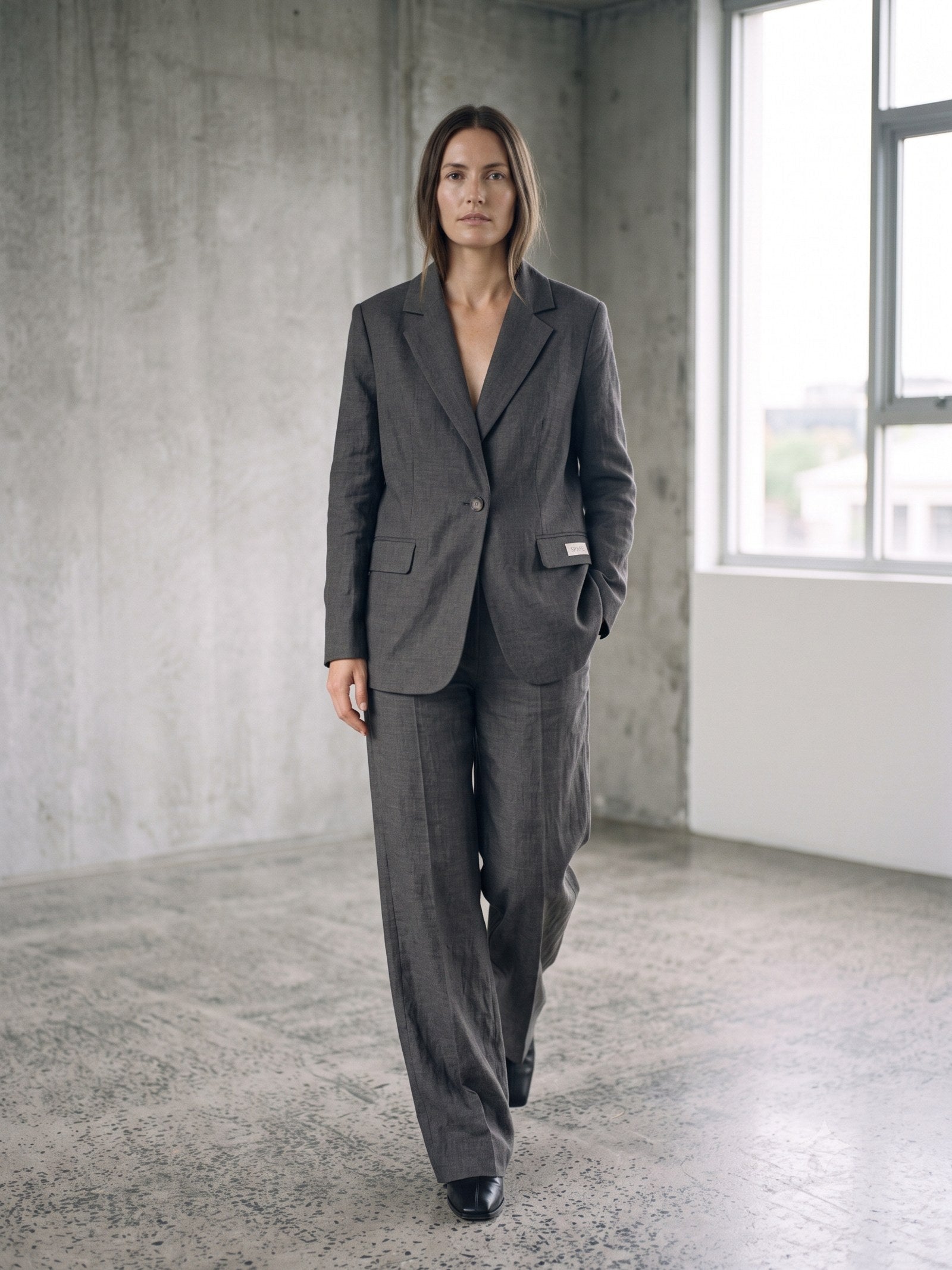 Beam Oversized Wool Blazer in Charcoal, in motion