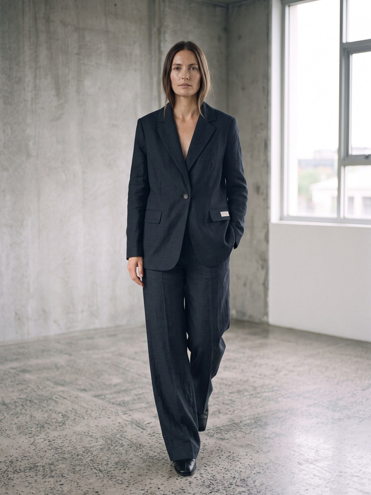 Beam Oversized Wool Blazer in Ink, front