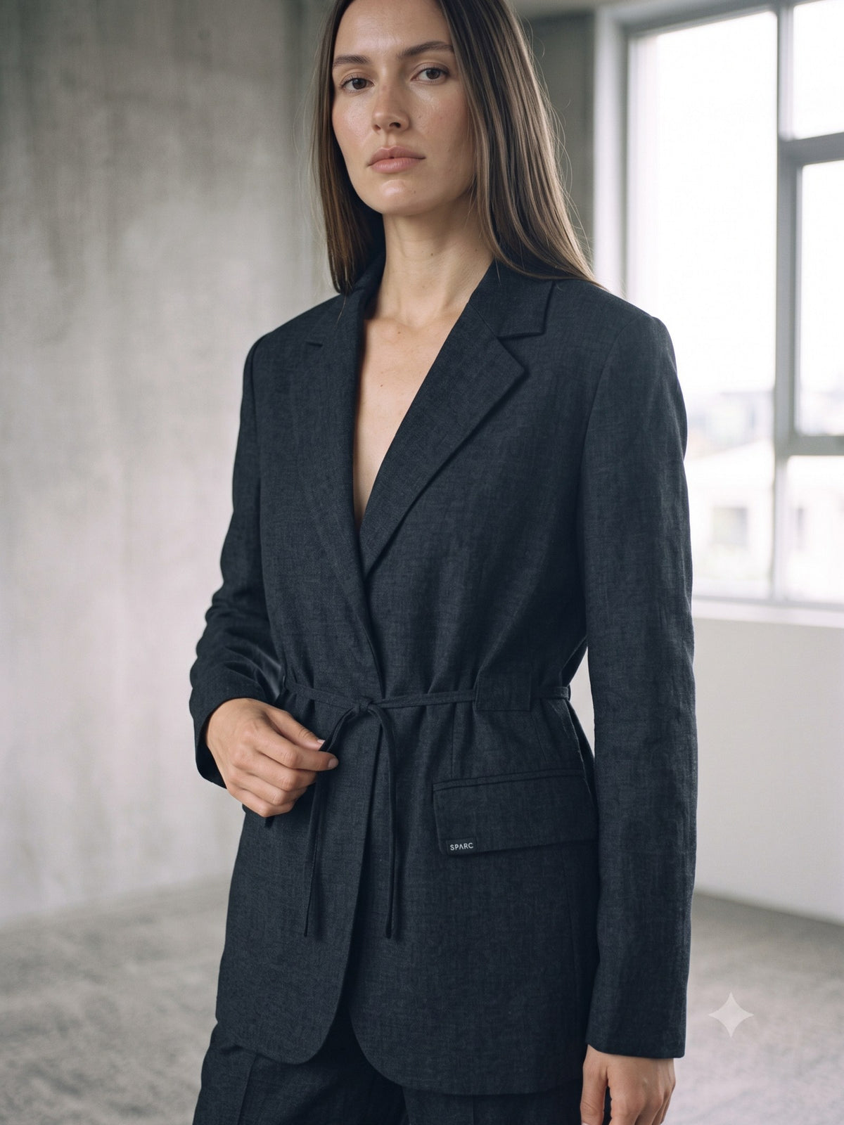 Beam Oversized Wool Blazer in Ink, detail