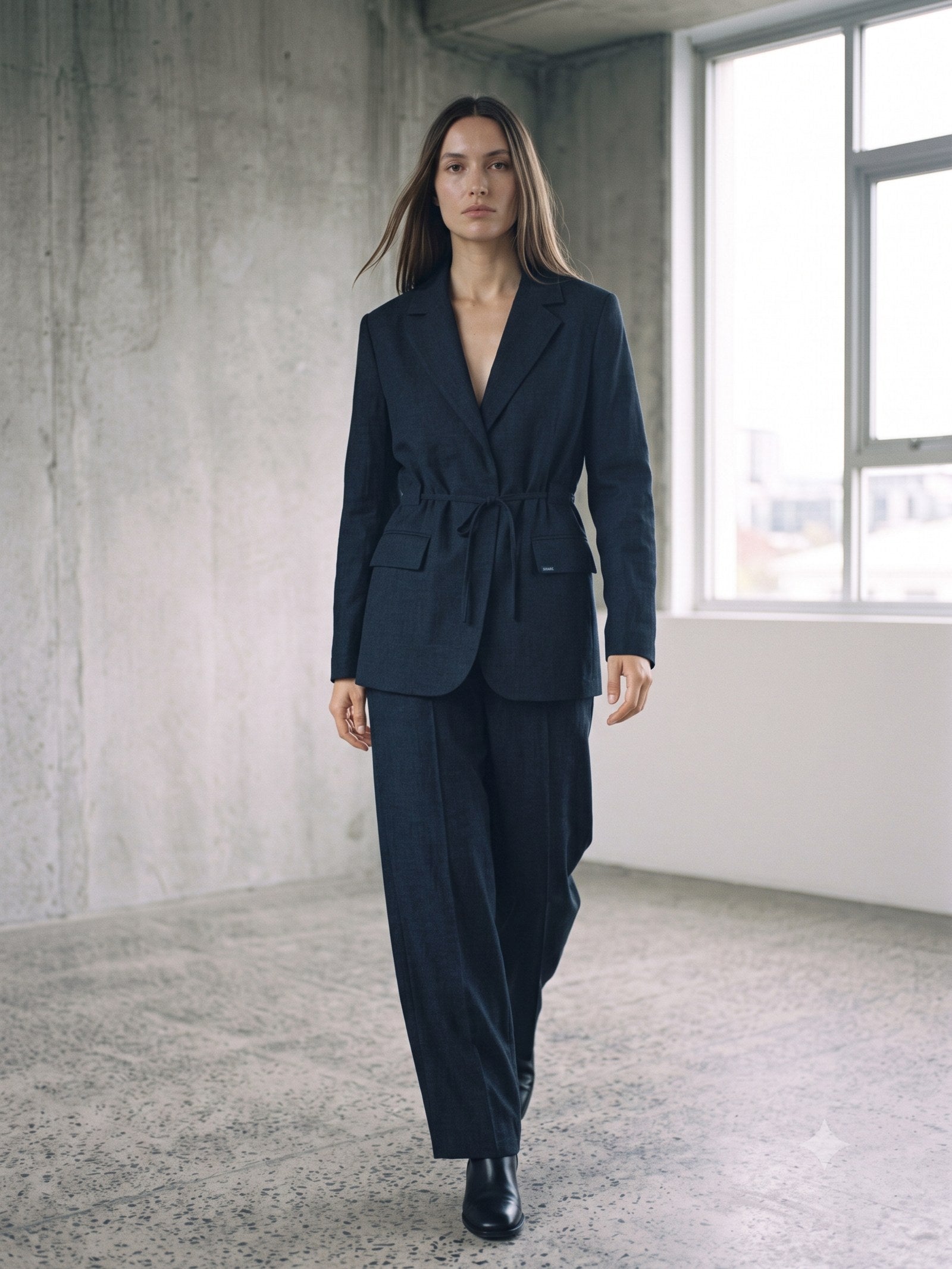 Beam Oversized Wool Blazer in Ink, in motion