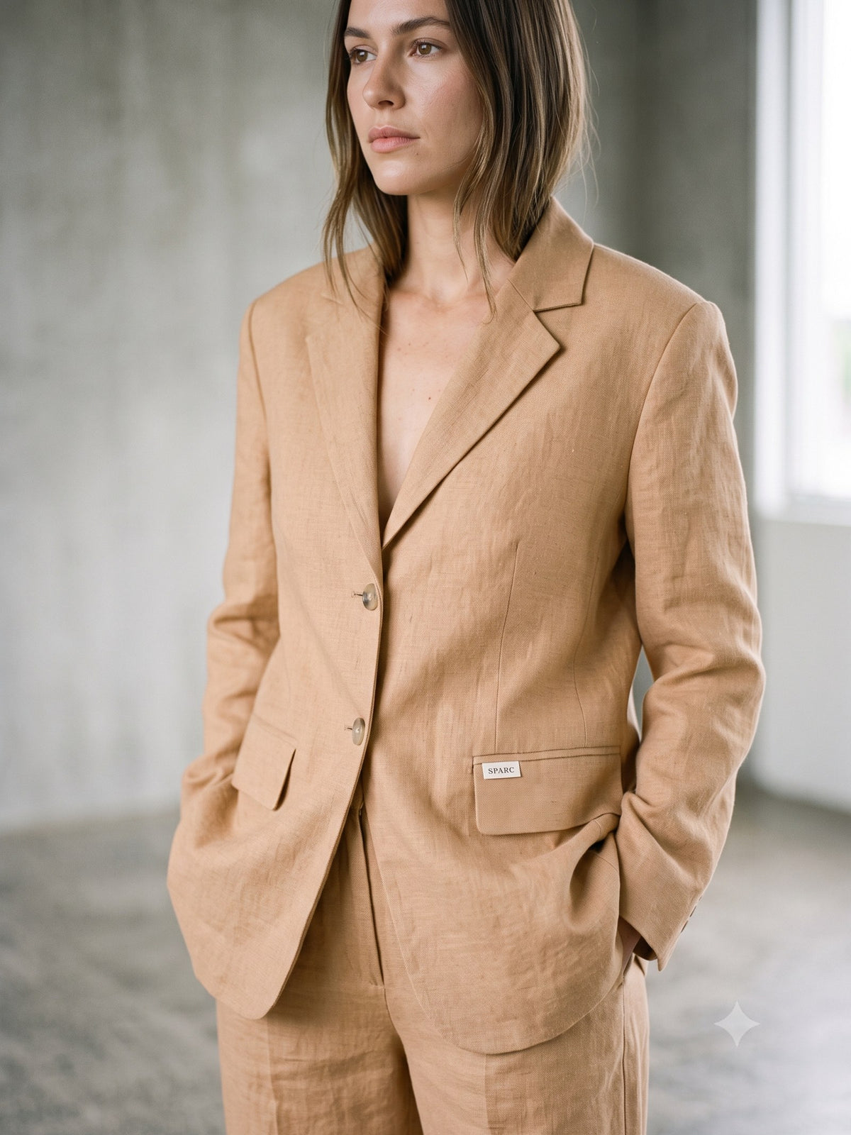 Beam Oversized Wool Blazer in Oat, detail