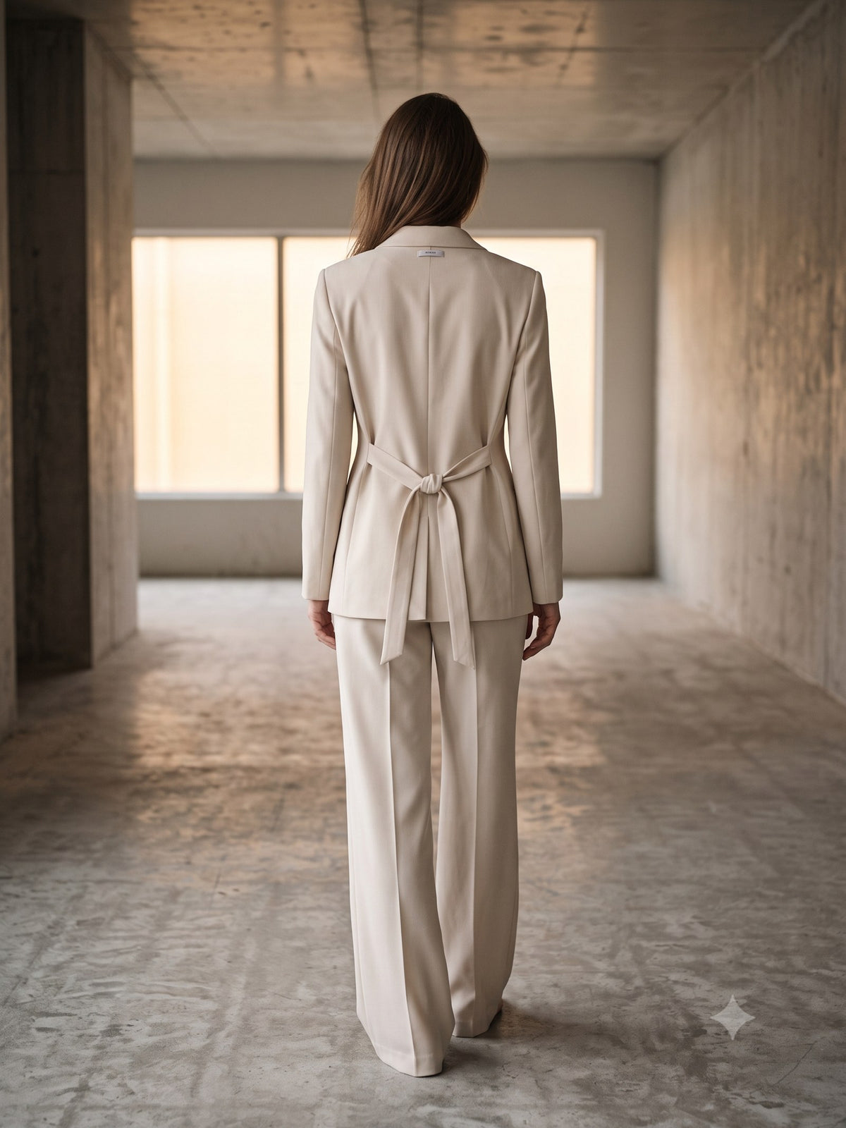 Bearing Wool-Crepe Suit Set in Bone, back
