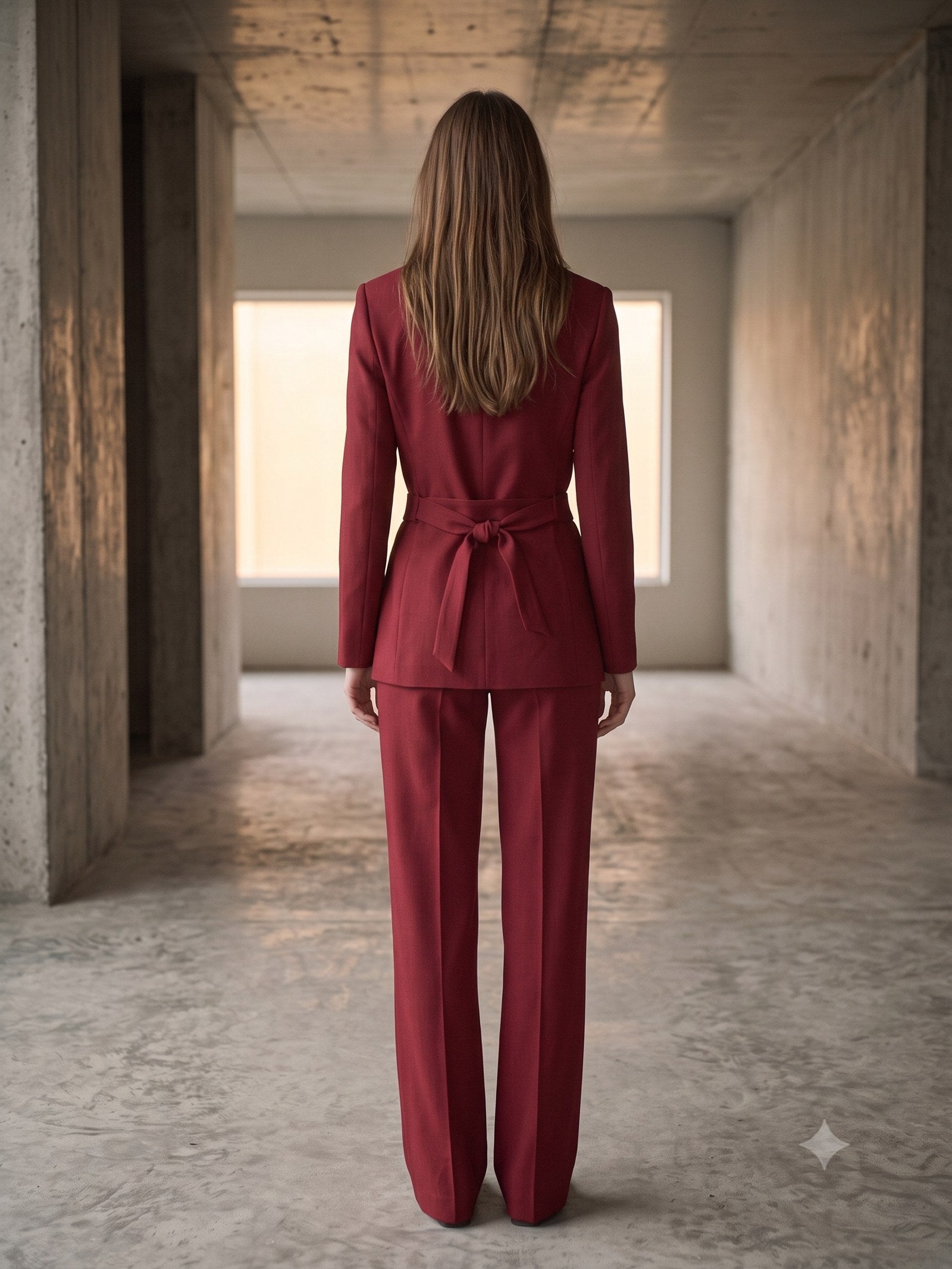 Bearing Wool-Crepe Suit Set in Cherry Lacquer, back