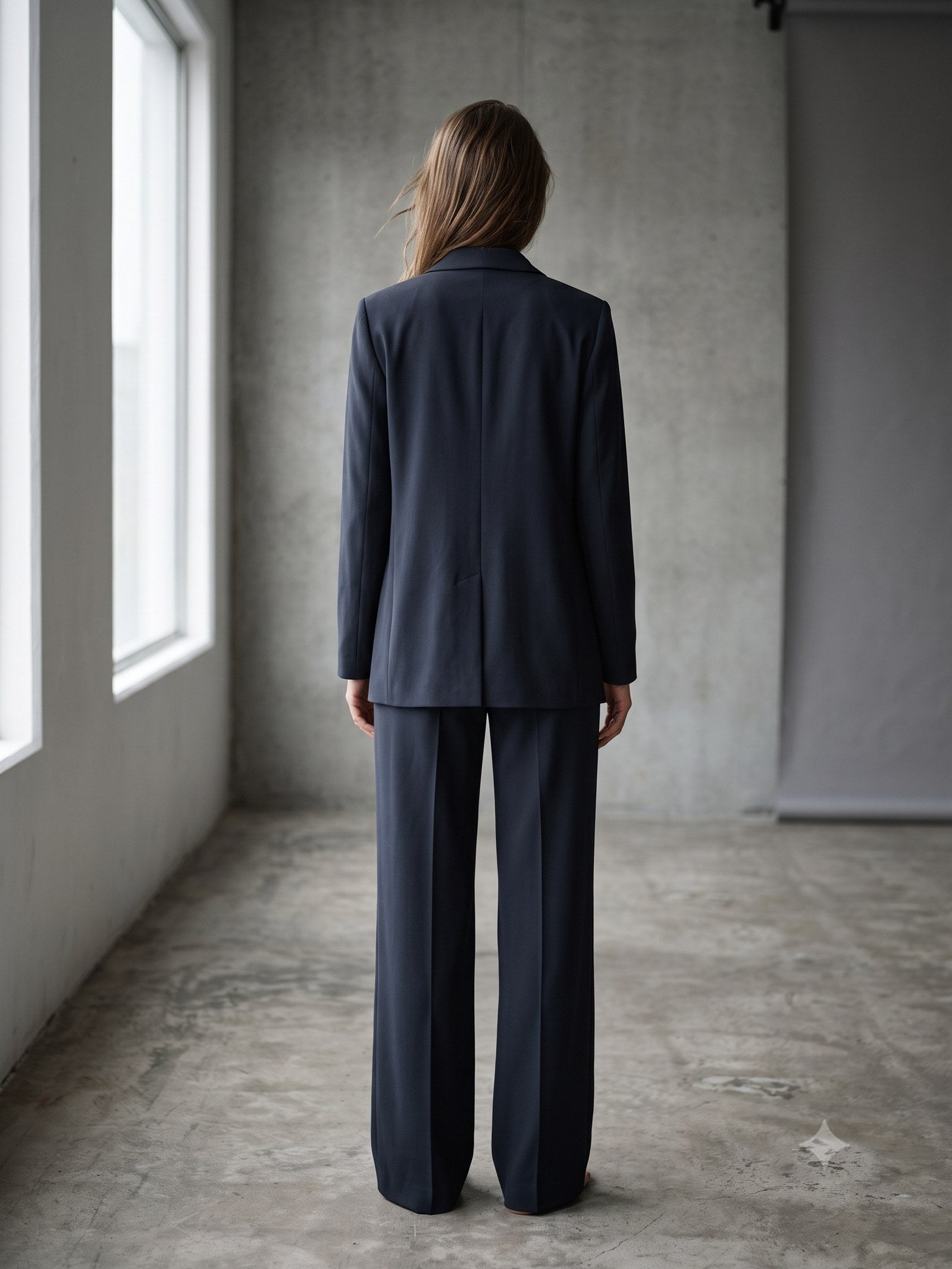 Bearing Wool-Crepe Suit Set in Ink, back