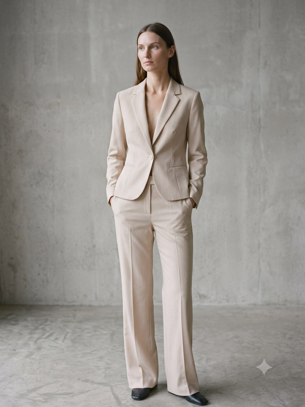 Bracket Cropped Blazer in Bone, front