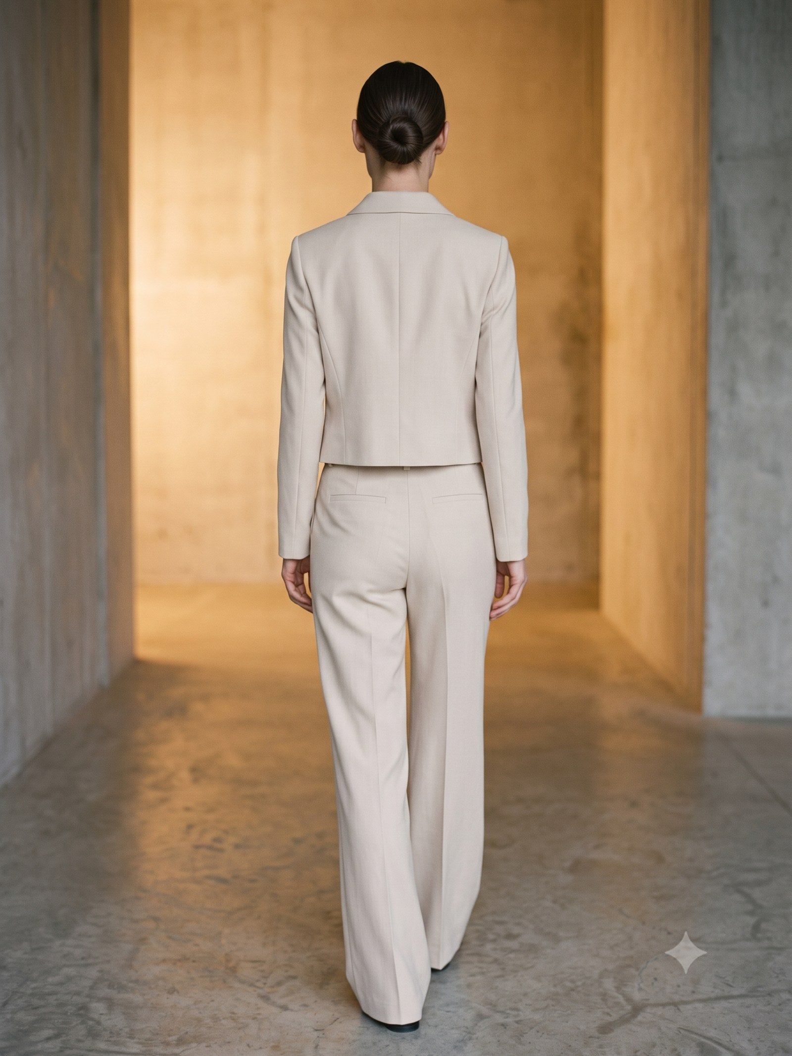 Bracket Cropped Blazer in Bone, back