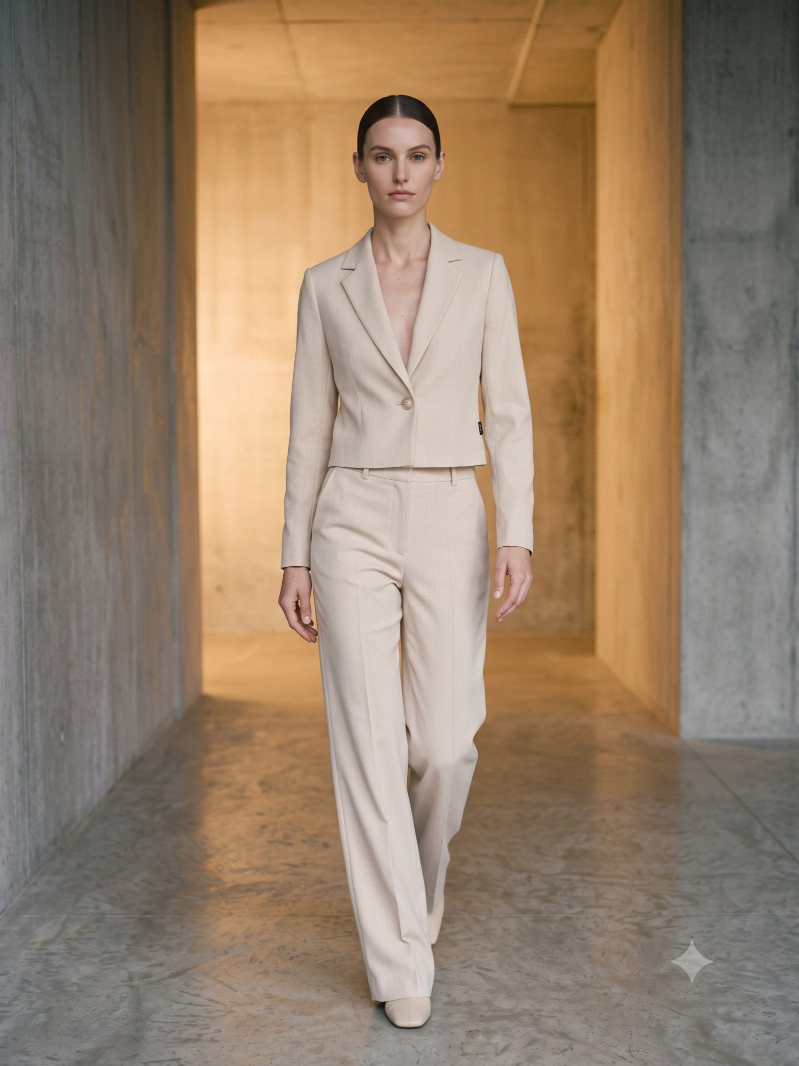 Bracket Cropped Blazer in Bone, in motion