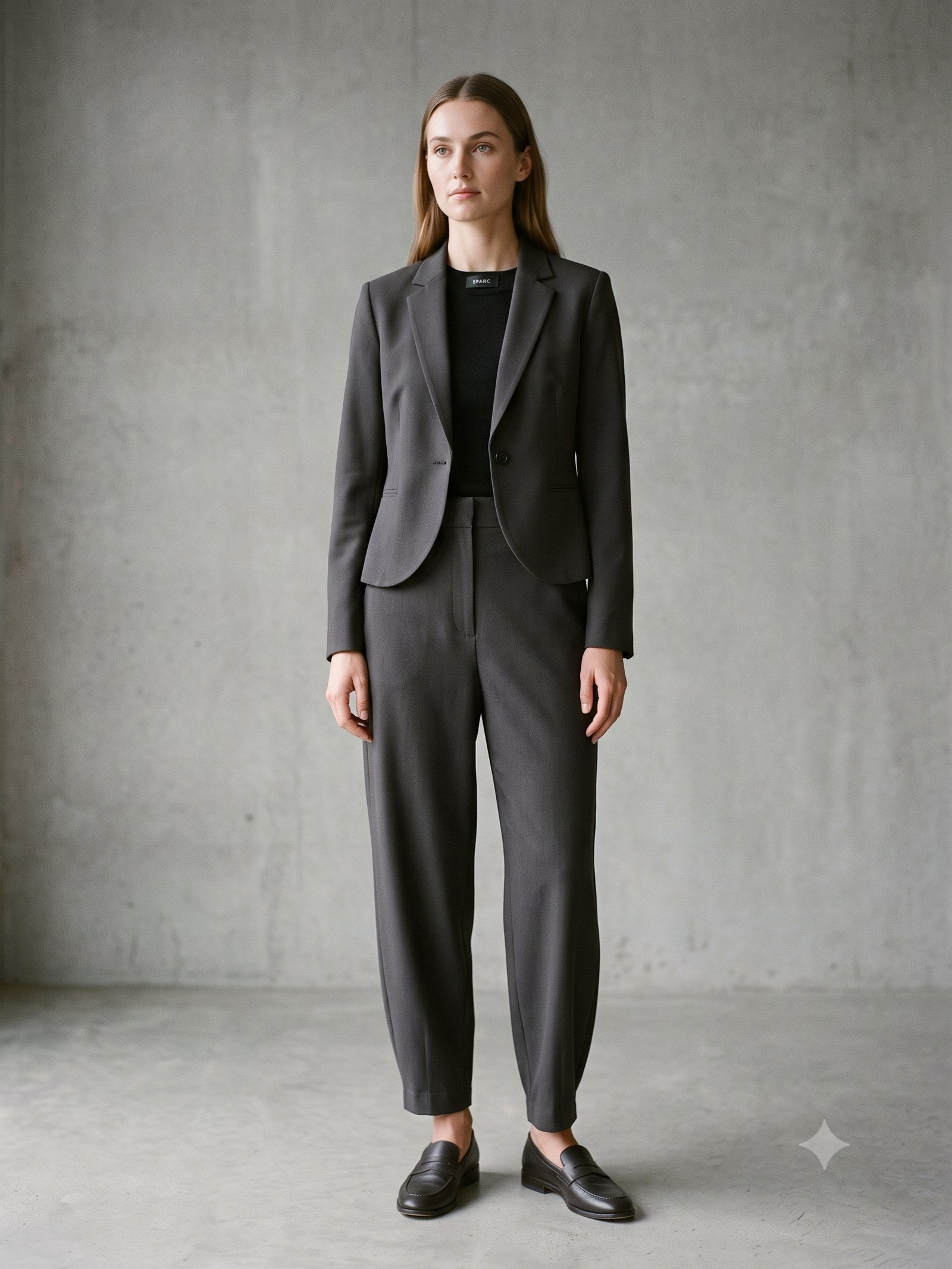Bracket Cropped Blazer in Charcoal, front