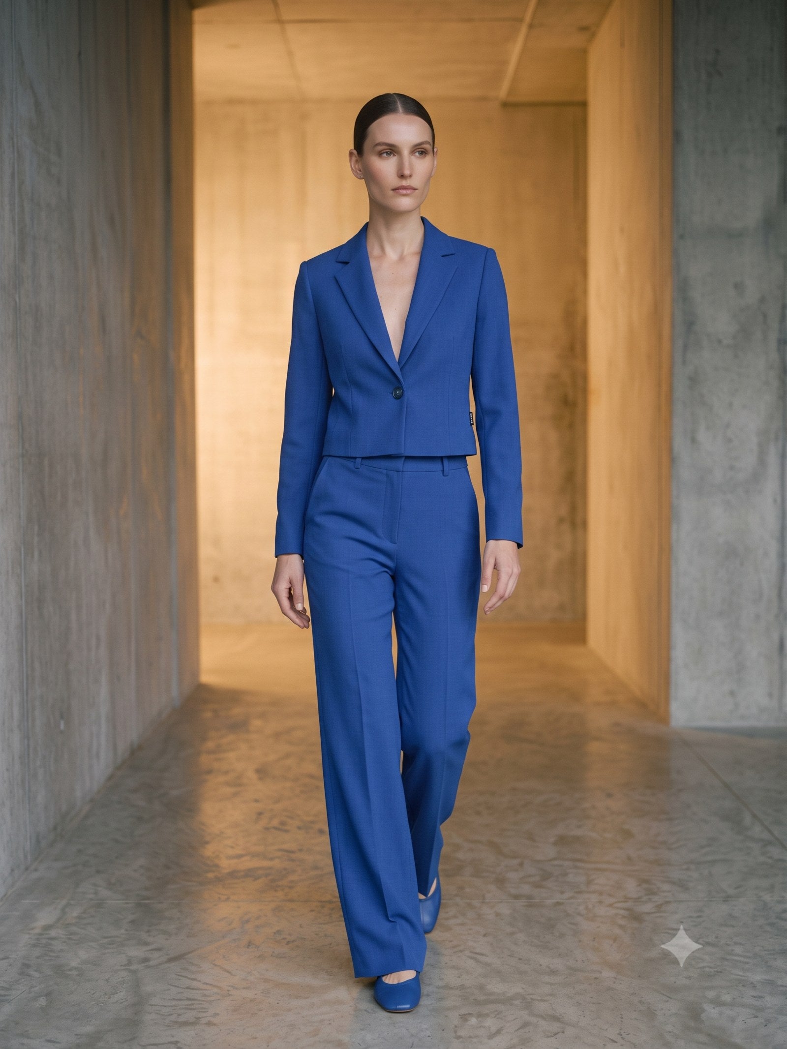 Bracket Cropped Blazer in Cobalt, front
