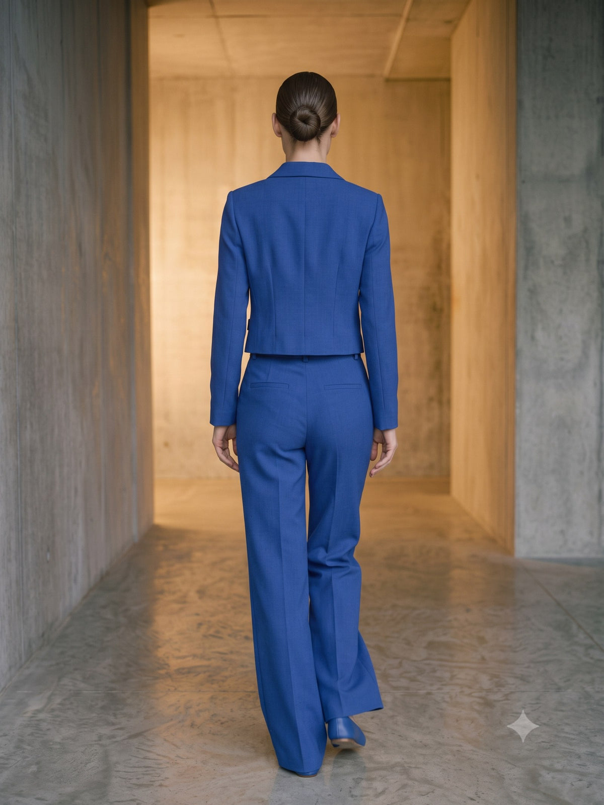 Bracket Cropped Blazer in Cobalt, back