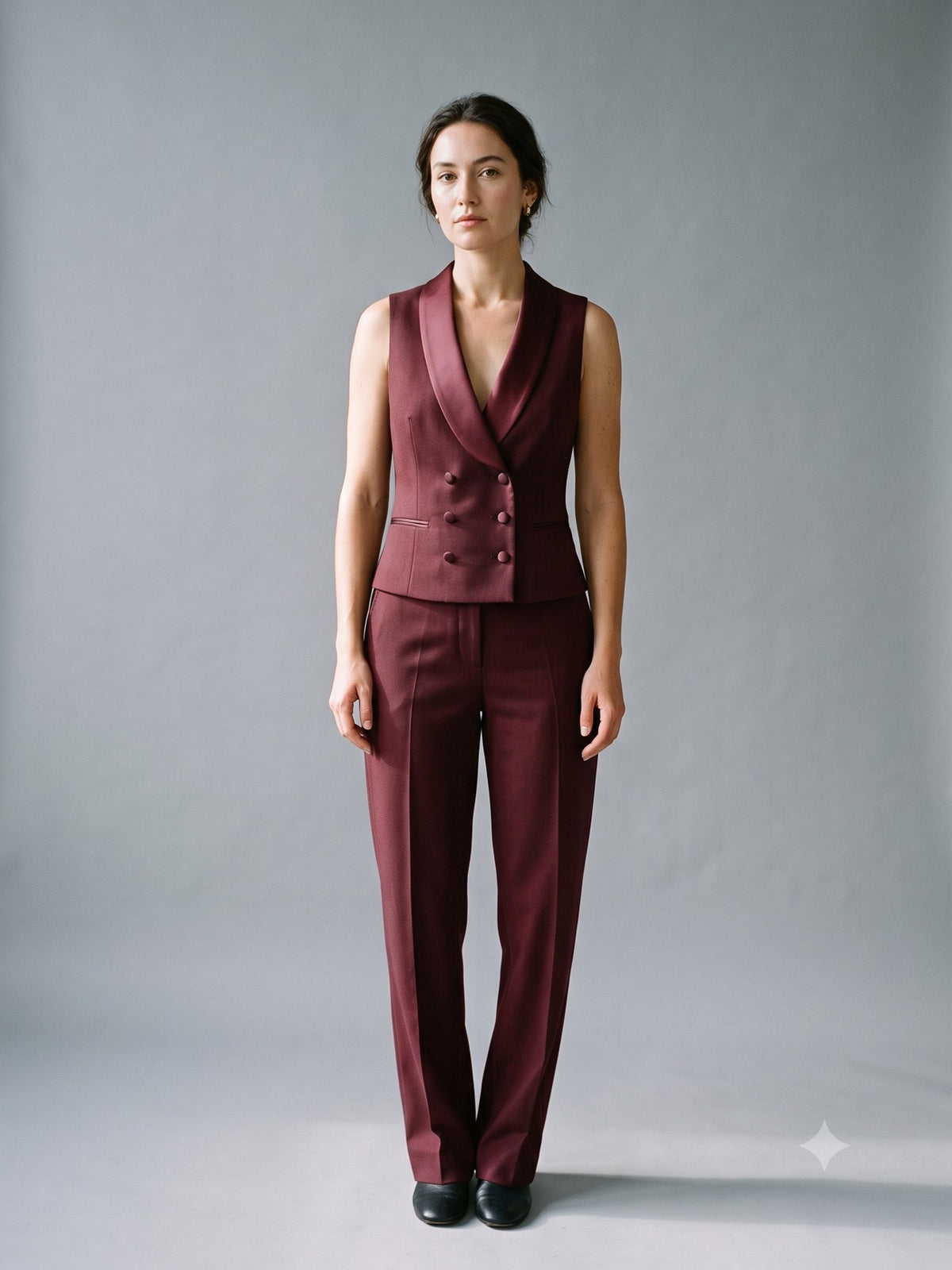 Censer Barathea Tuxedo Waistcoat in Claret, front