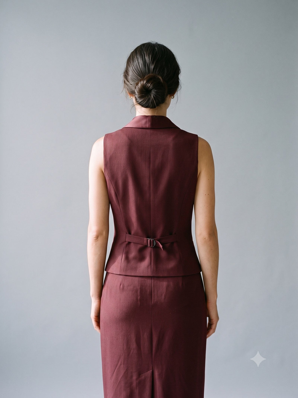 Censer Barathea Tuxedo Waistcoat in Claret, back