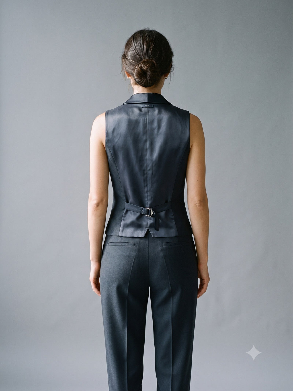 Censer Barathea Tuxedo Waistcoat in Ink, back