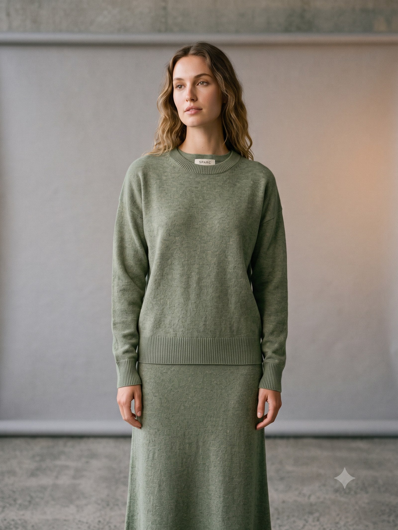 Core Merino Crew Knit in Cloud, detail