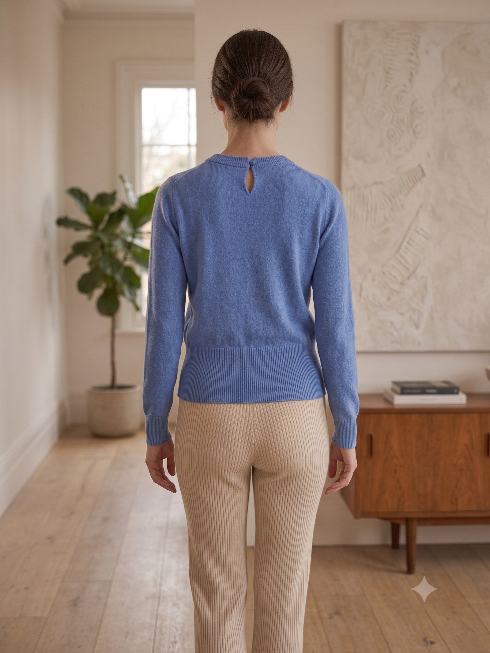 Core Merino Crew Knit in Cornflower, back