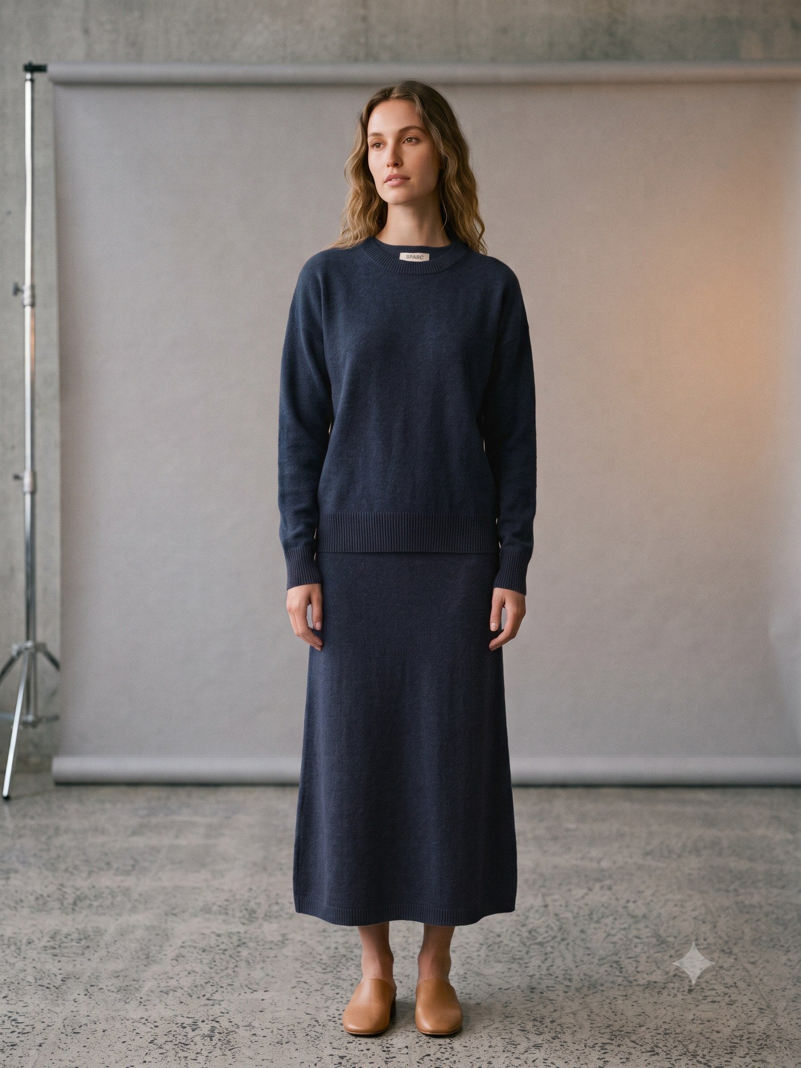 Core Merino Crew Knit in Ink, front