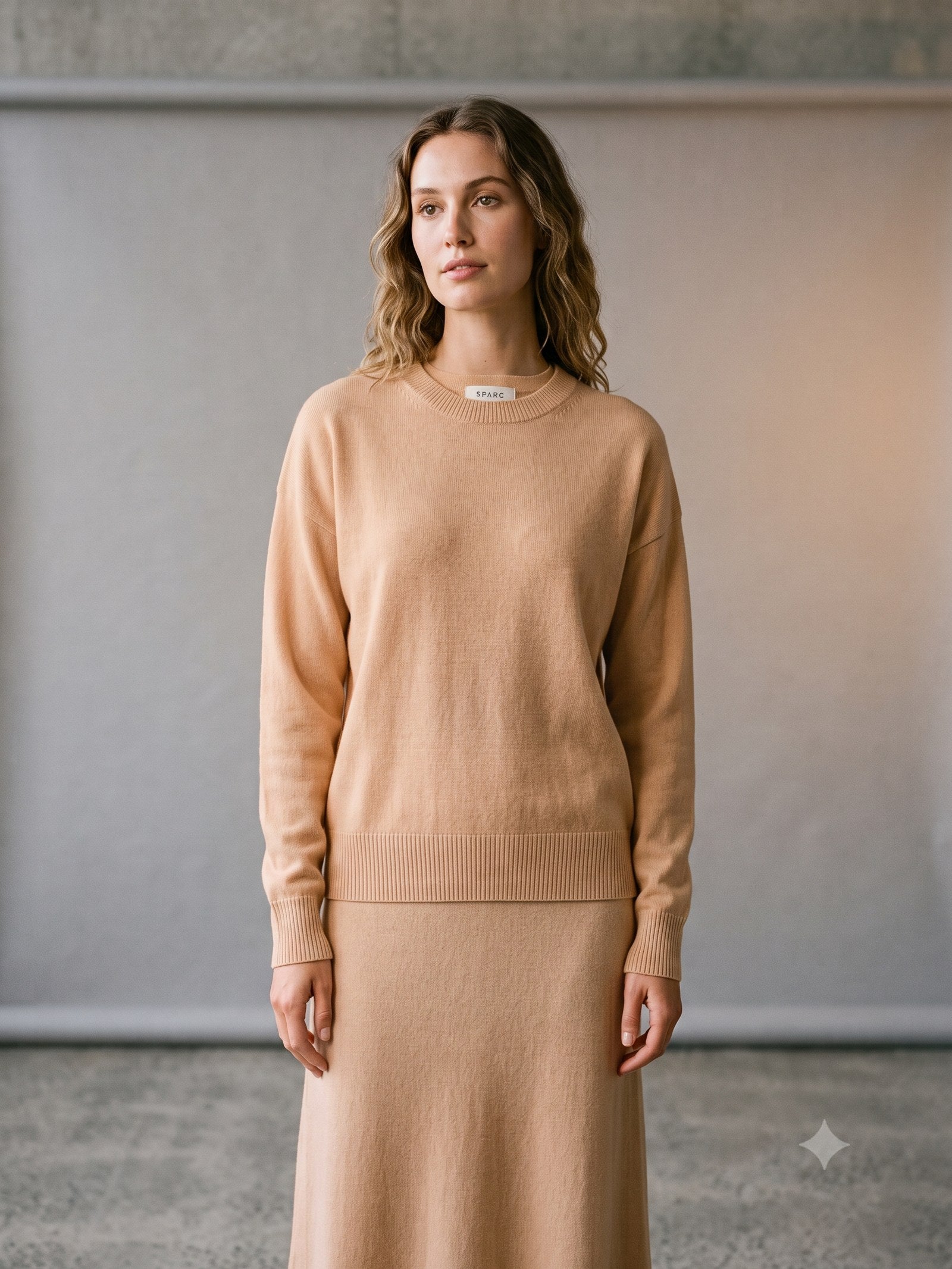 Core Merino Crew Knit in Oat, front