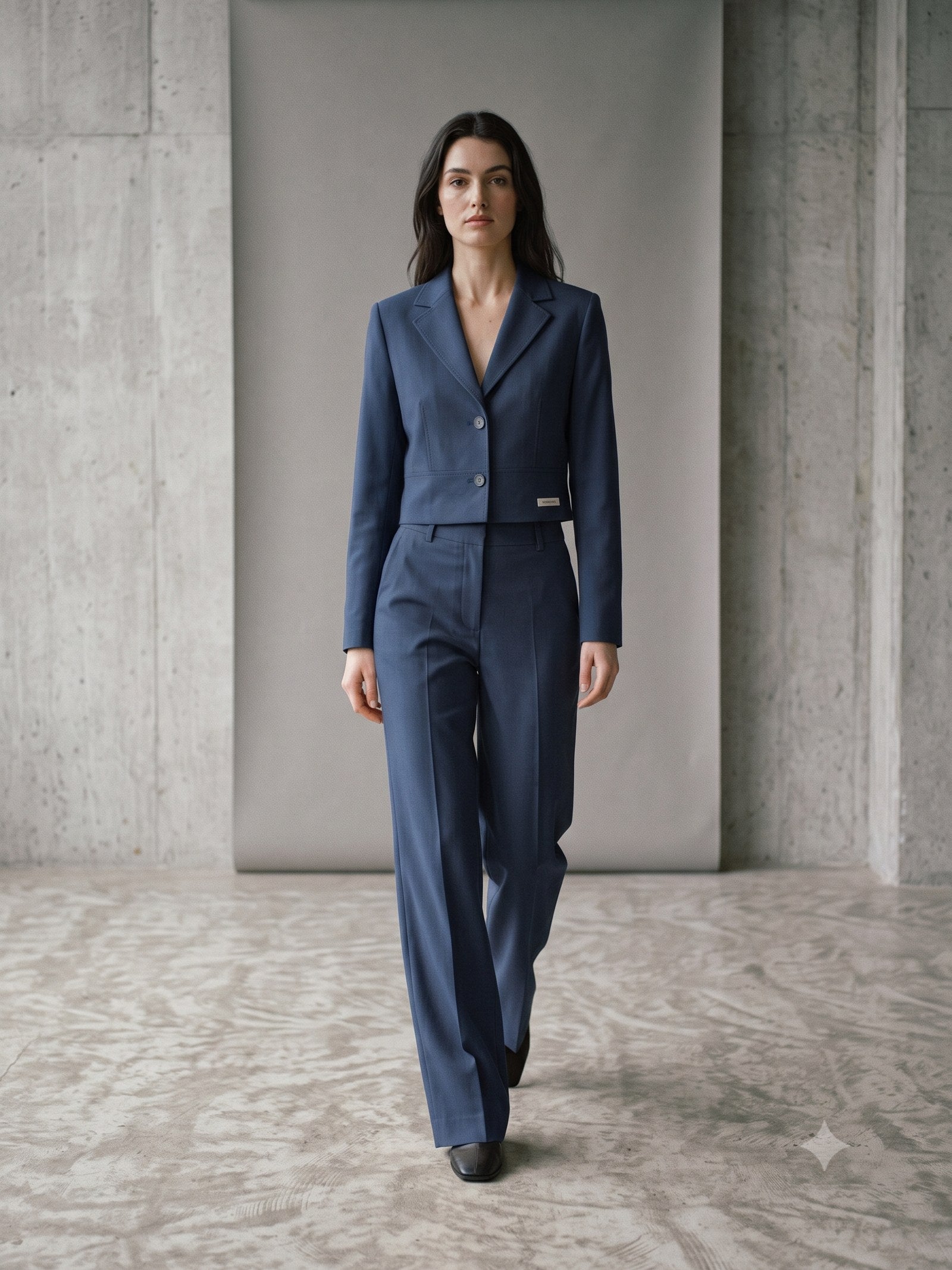 Cornice Wool-Silk Suit in Midnight, front