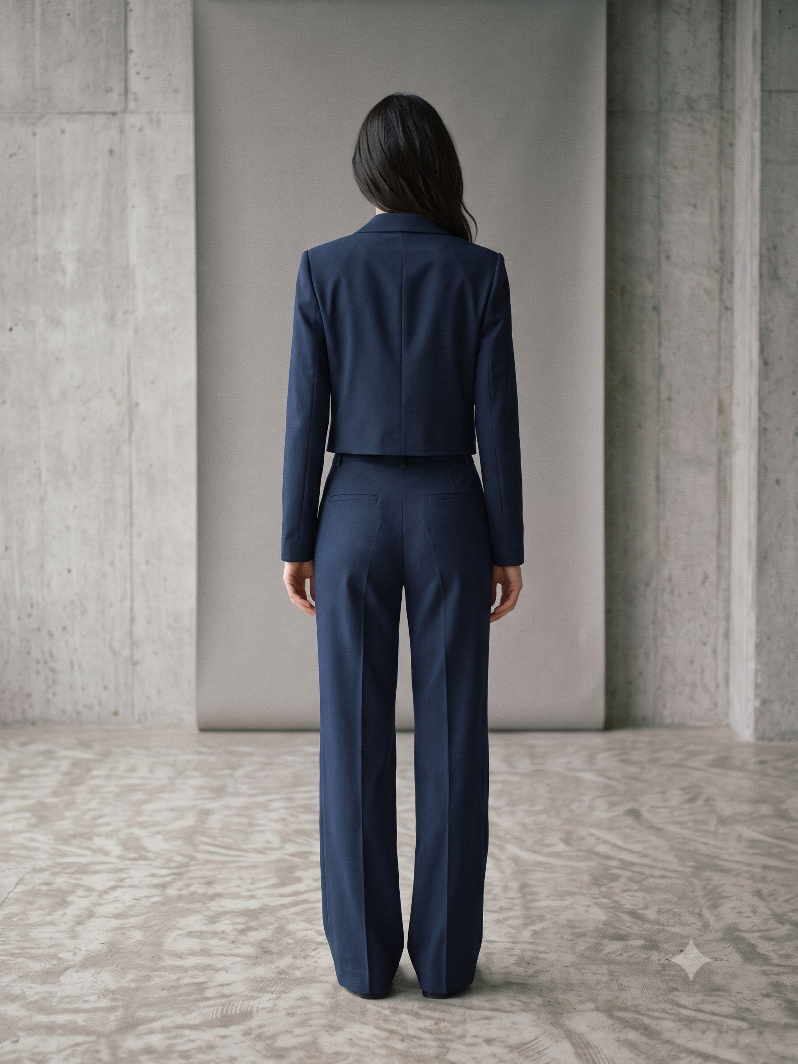 Cornice Wool-Silk Suit in Midnight, back