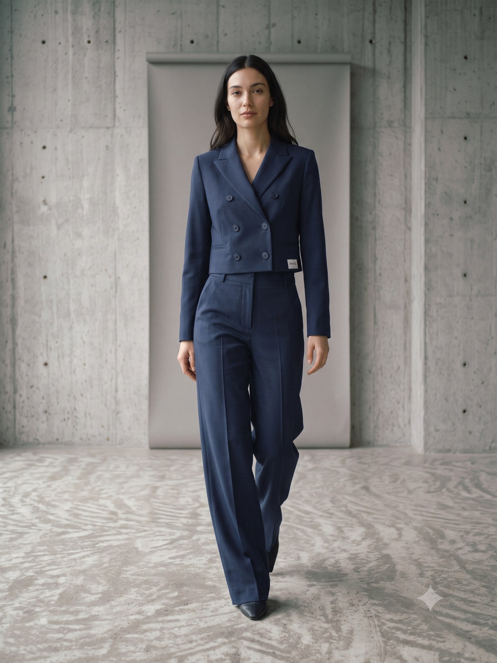 Cornice Wool-Silk Suit in Midnight, in motion