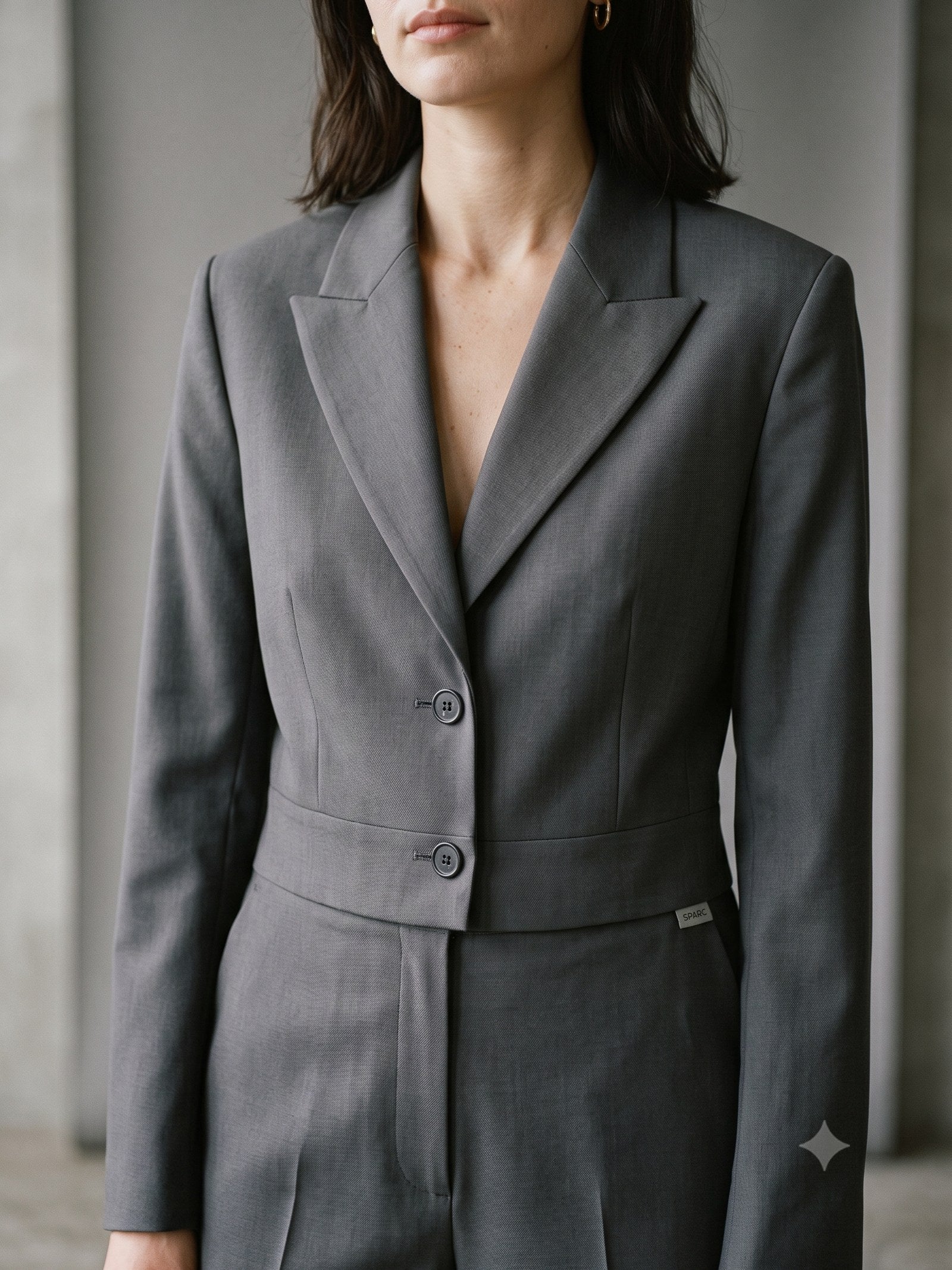 Cornice Wool-Silk Suit in Slate, detail