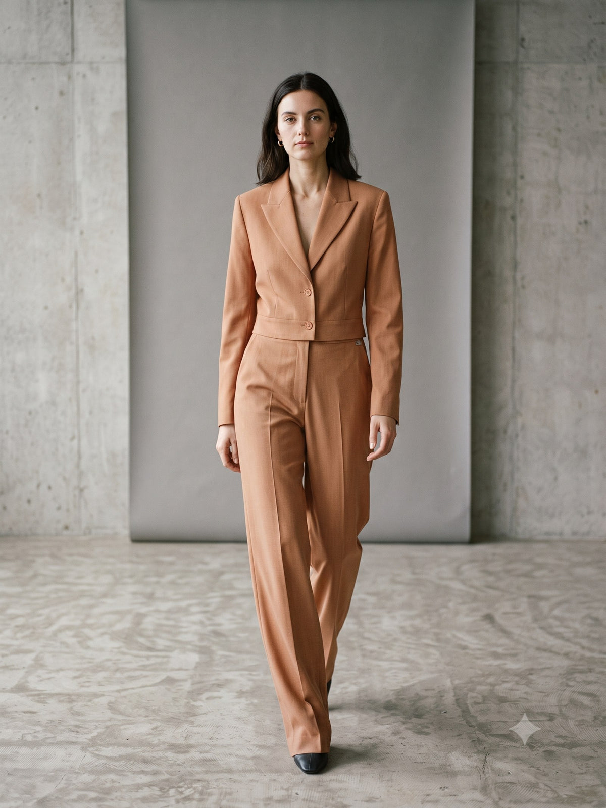 Cornice Wool-Silk Suit in Stone, front