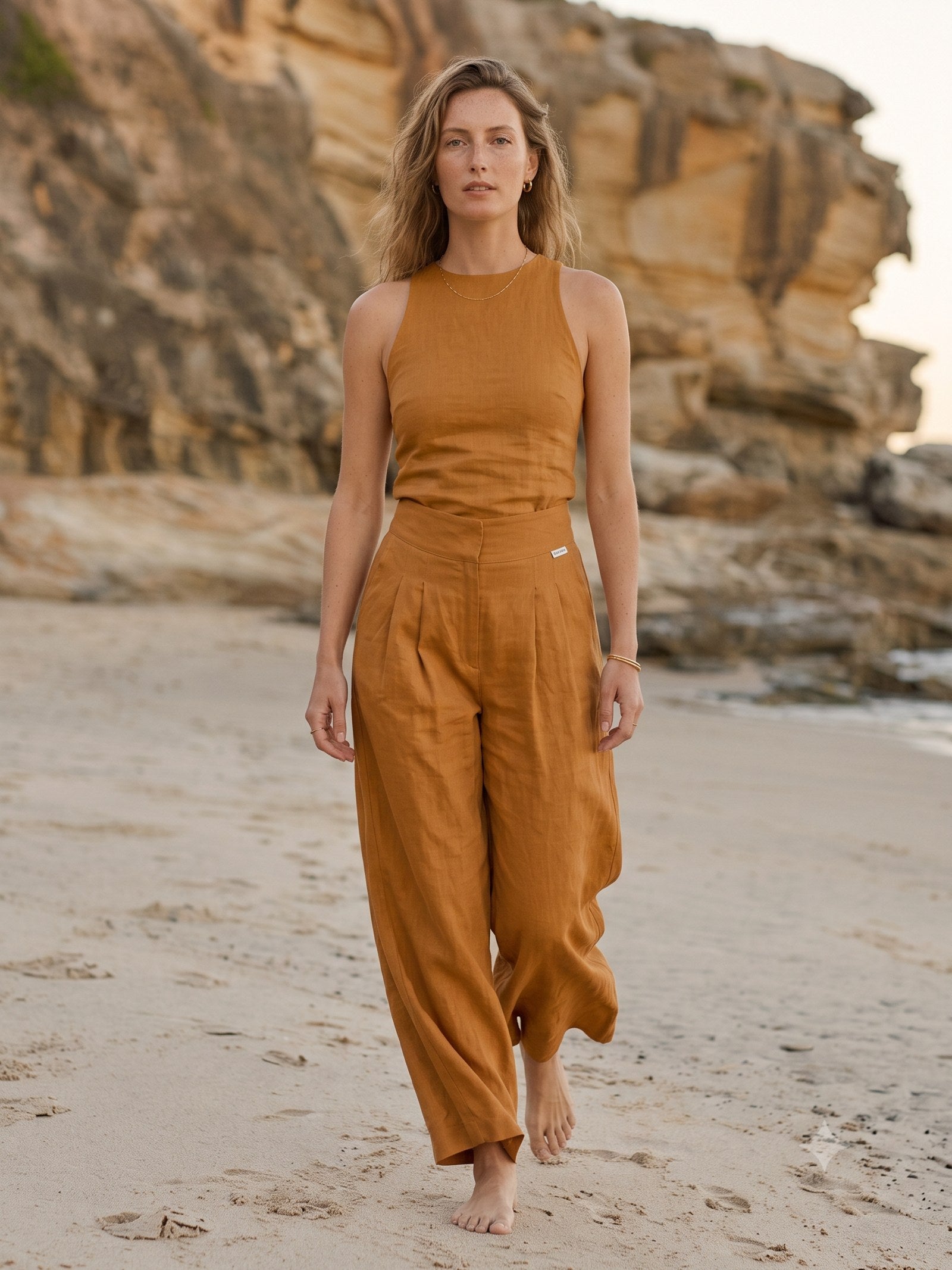 Cove Linen Balloon Pant in Olive, front