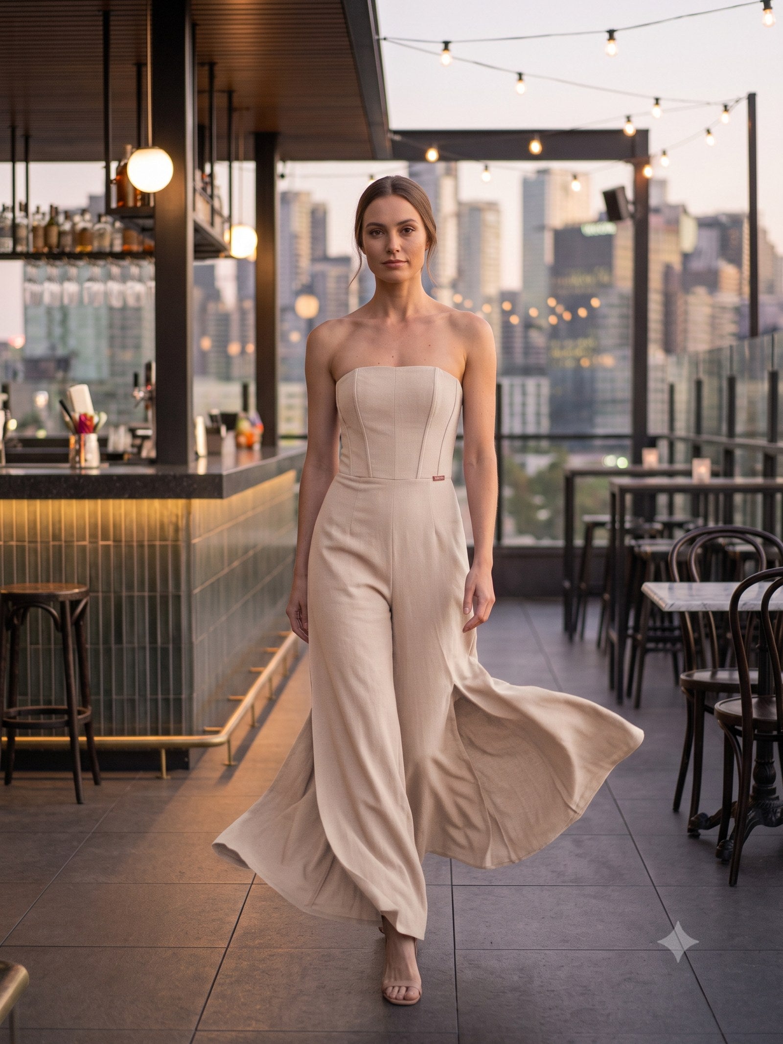 Flicker Crepe Jumpsuit in Cloud, front